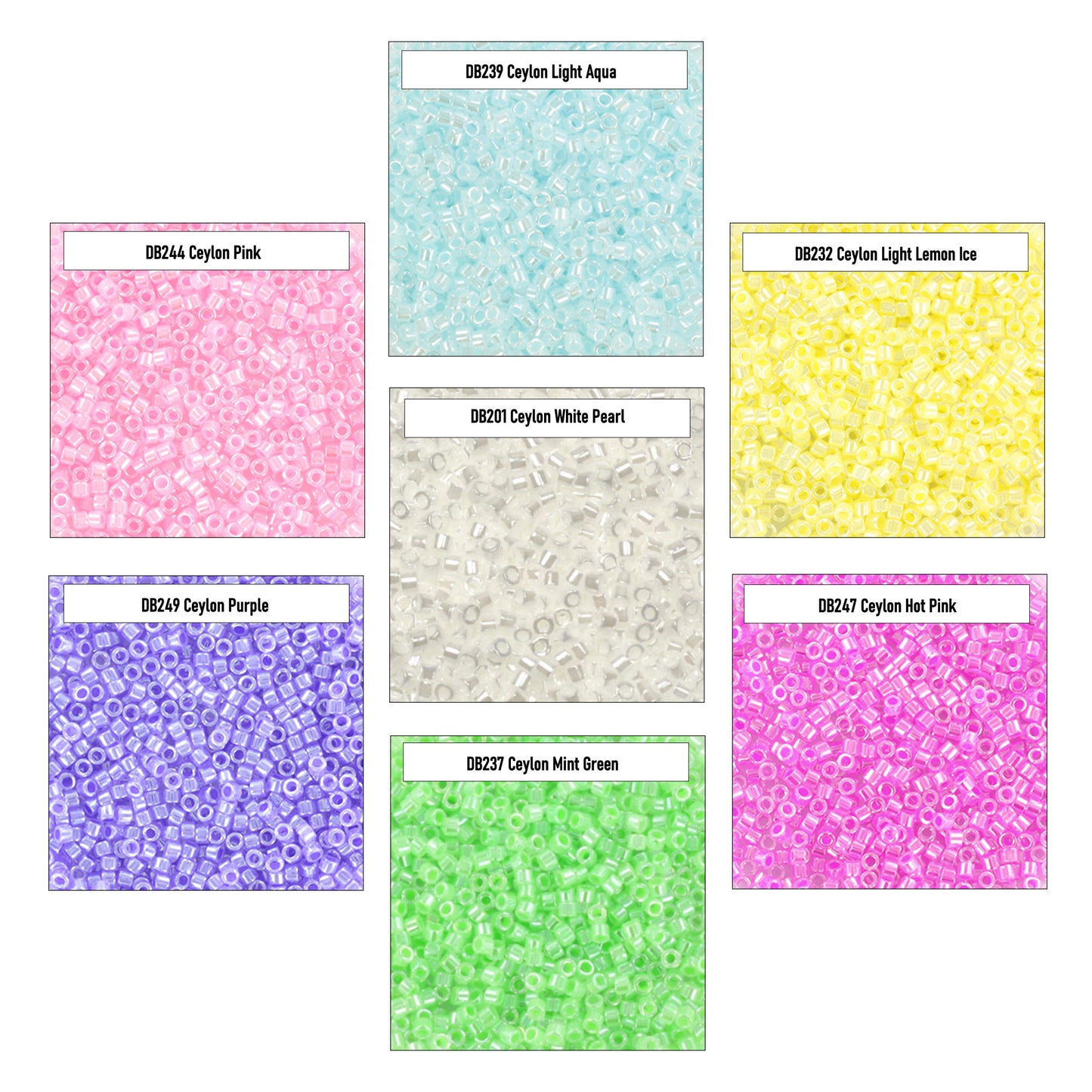 35g Miyuki Delica 11/0 2mm Ceylon Seed Beads in 7 Colours for Looming and Beading