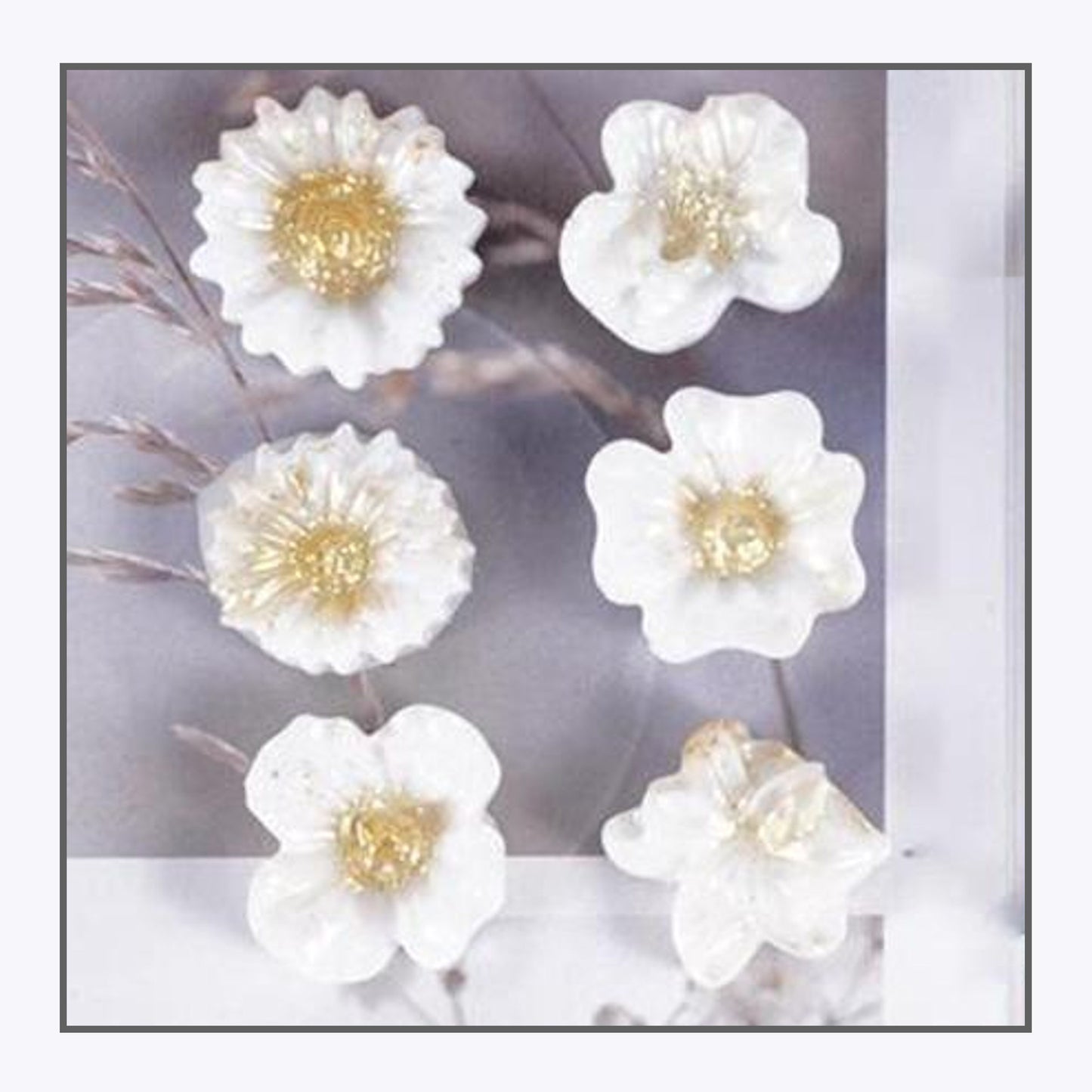 6 FLOWER SILICONE MOULD, Tool for Resin and Polymer Clay for Jewellery and Cabochon Crafts, 22-26mm