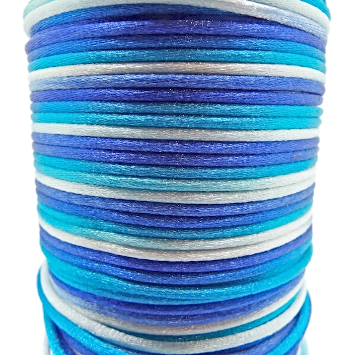5/10 Metres Blue Silky Rattail Cord in Ombre Style, 2mm Polyester Jewellery Cord
