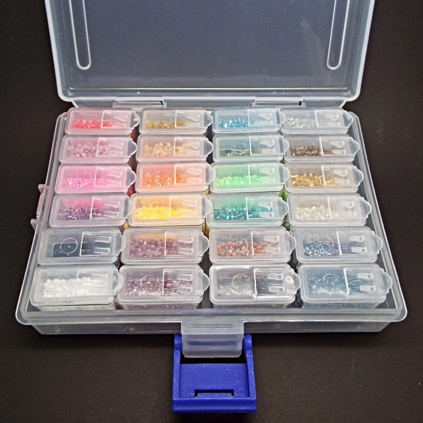120g Delica Beads in 24 Colours in Flip Top Bead Tubs with Box and Free Miyuki Needle Pack