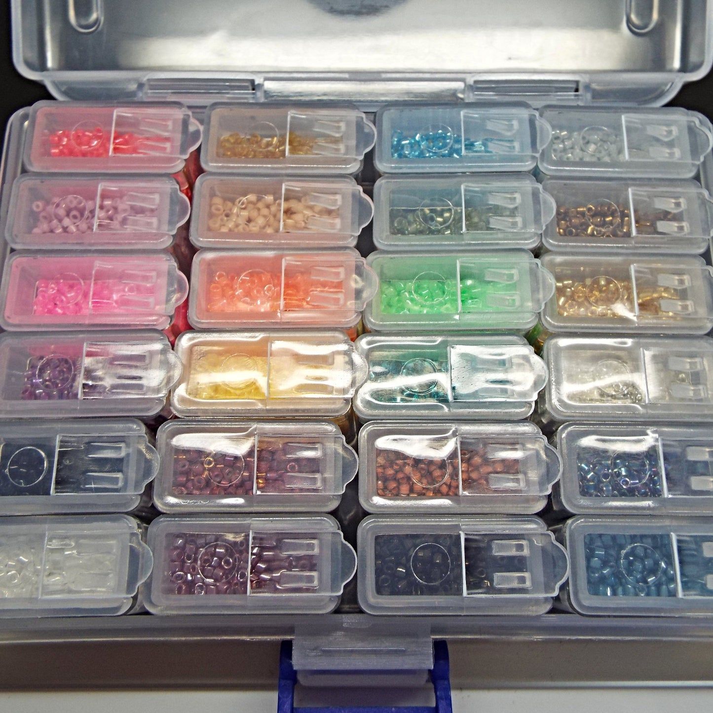 120g Delica Beads in 24 Colours in Flip Top Bead Tubs with Box and Free Miyuki Needle Pack