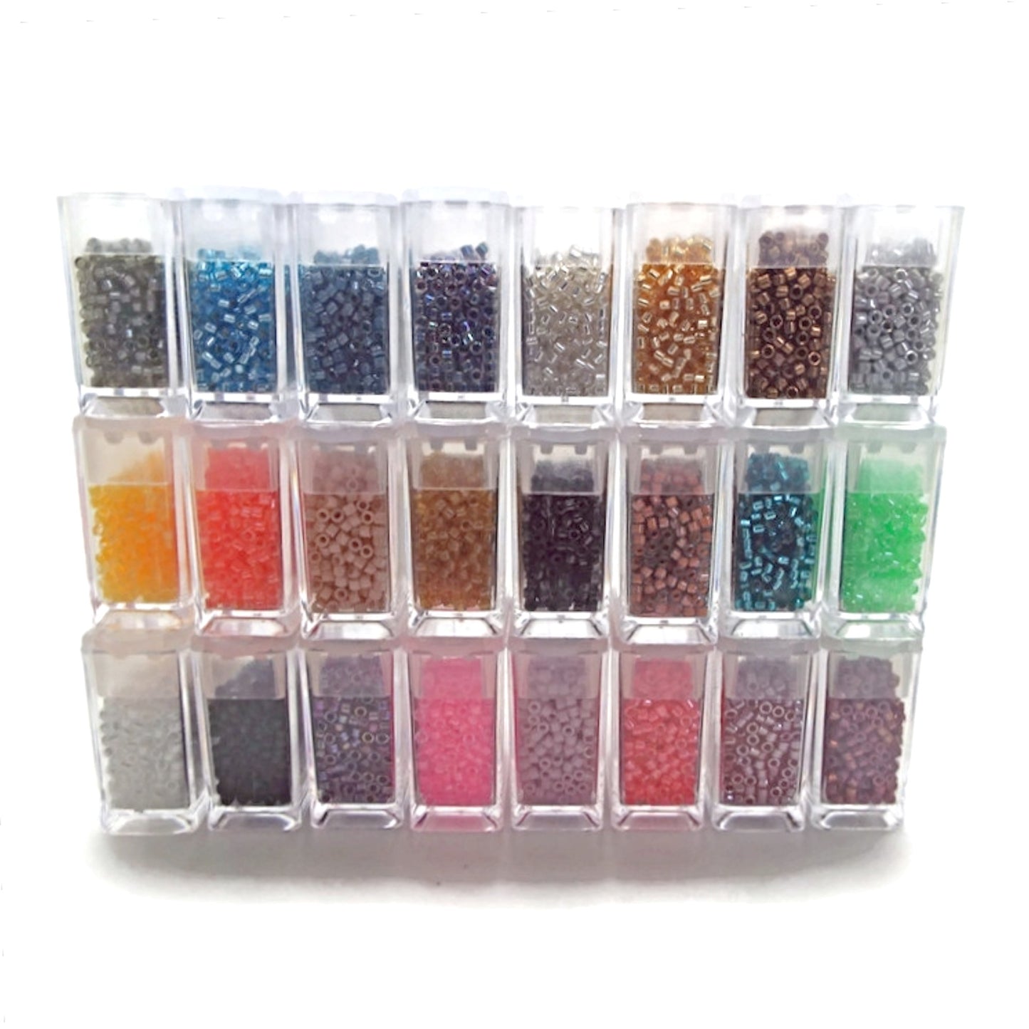 120g Delica Beads in 24 Colours in Flip Top Bead Tubs with Box and Free Miyuki Needle Pack