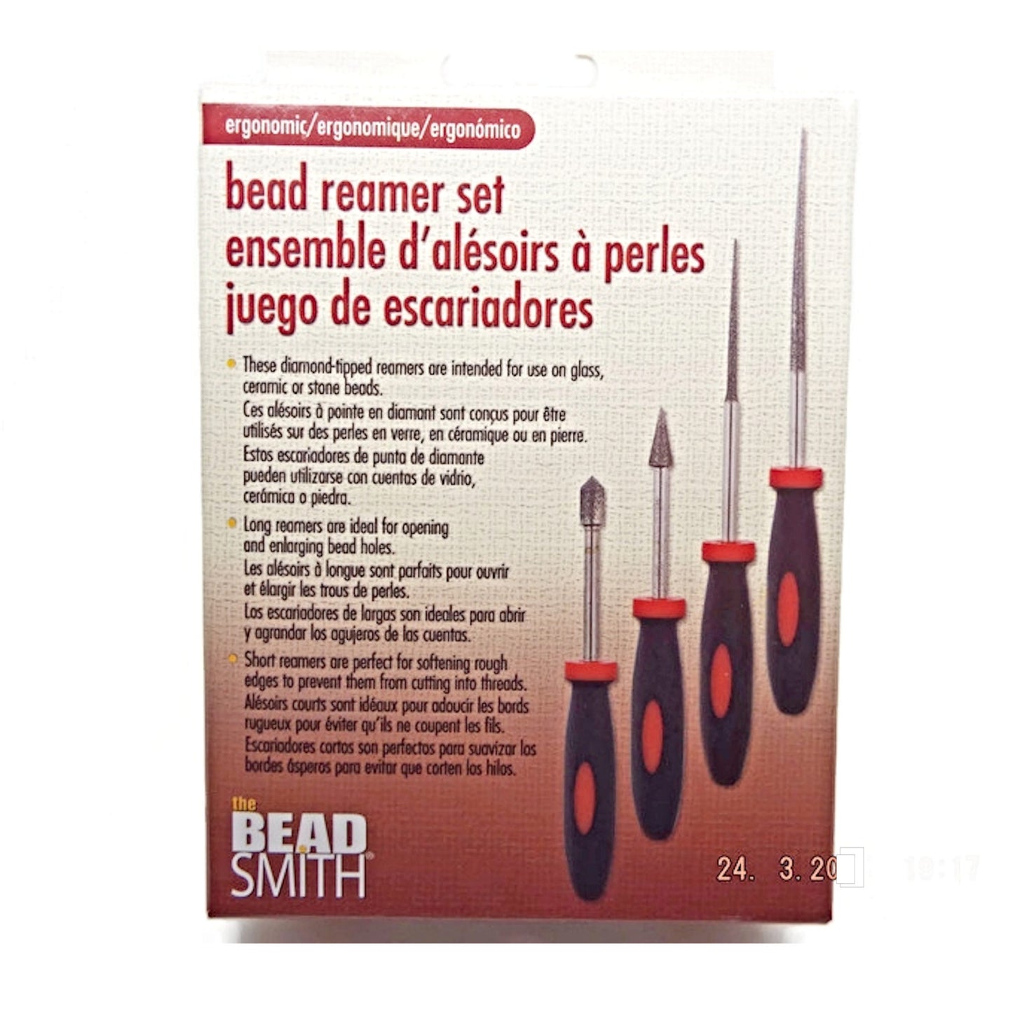 Diamond Tipped Bead Reamers by BeadSmith, Set of 4, Smooth & Enlarge Bead Holes