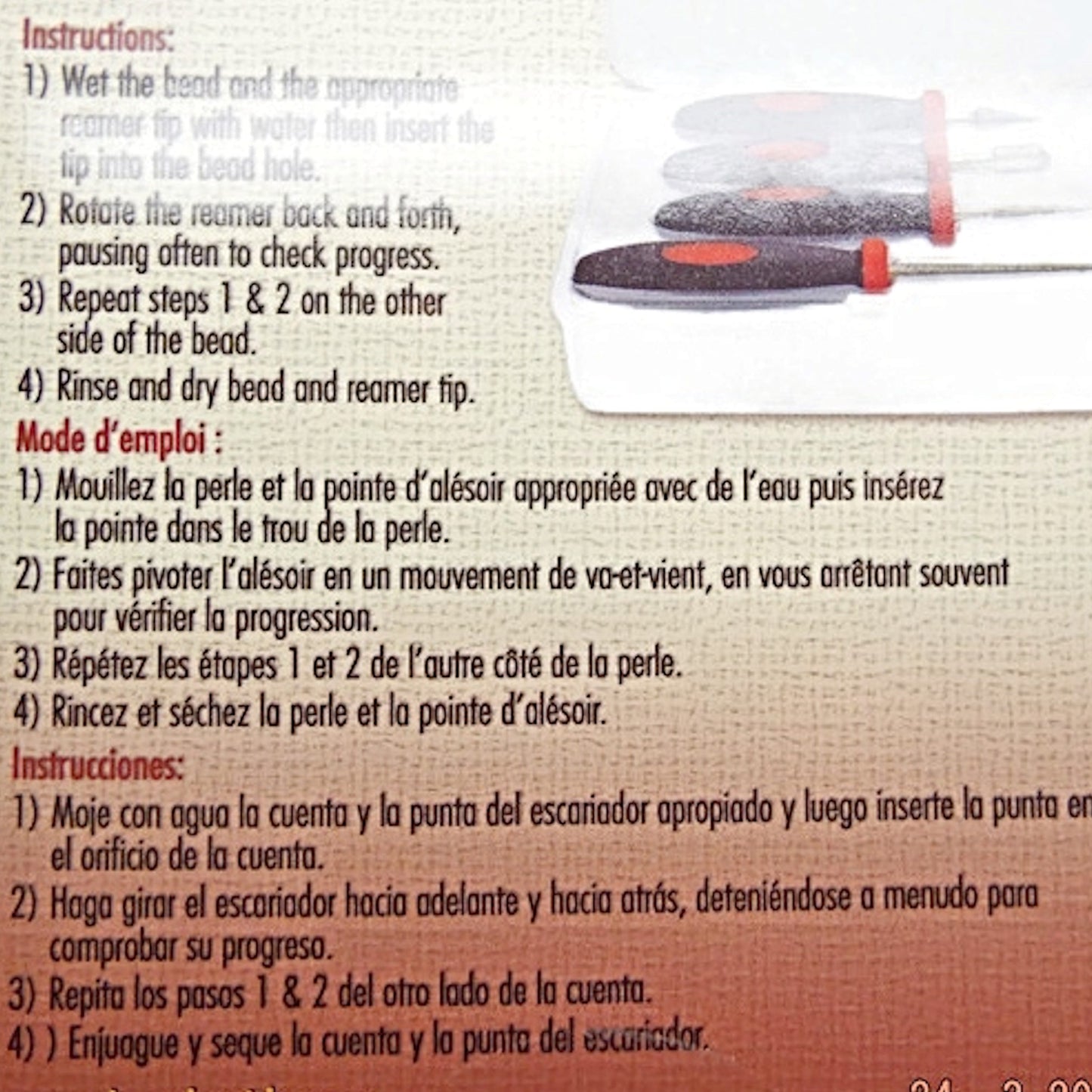 Diamond Tipped Bead Reamers by BeadSmith, Set of 4, Smooth & Enlarge Bead Holes