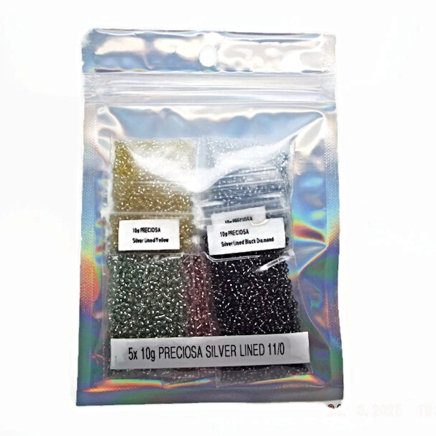 50g Preciosa Seed Beads, Size 11/0 Silver Lined for Beading Crafts