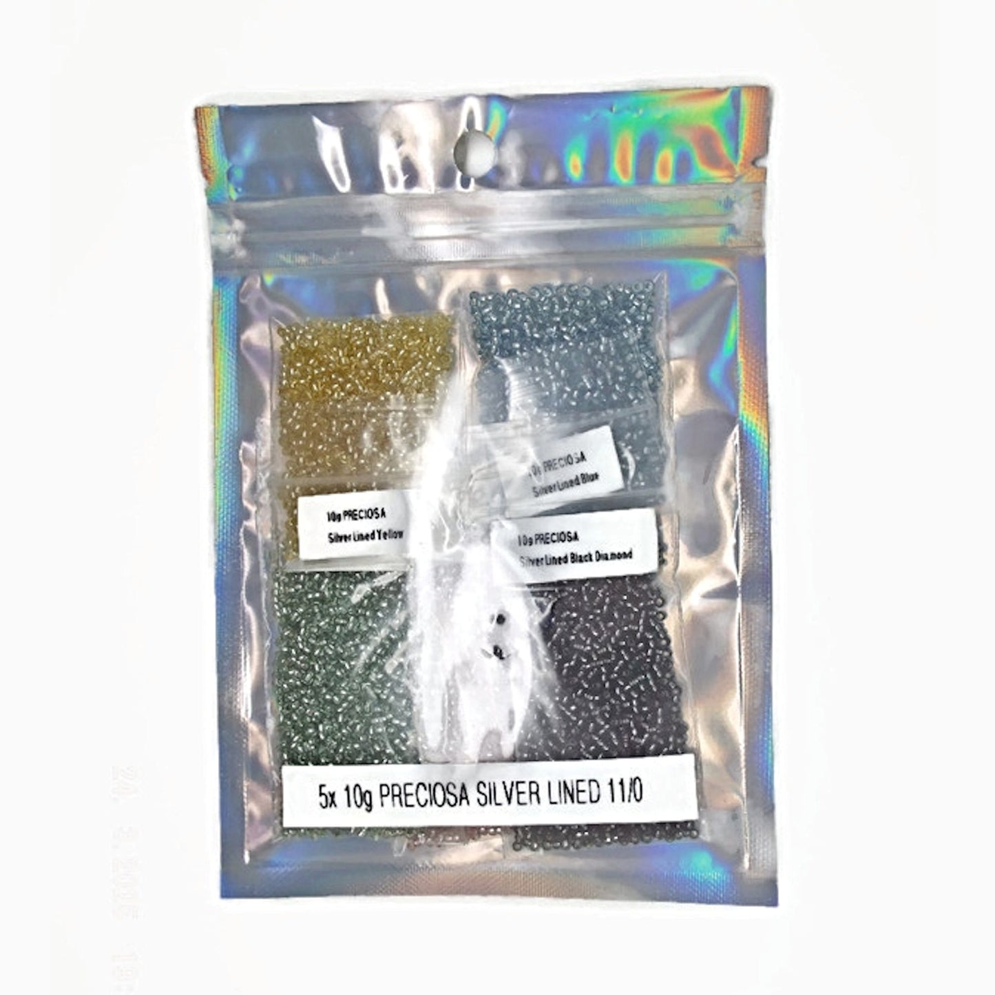 50g Preciosa Seed Beads, Size 11/0 Silver Lined for Beading Crafts