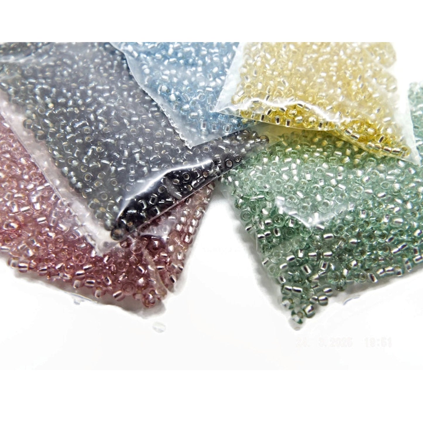50g Preciosa Seed Beads, Size 11/0 Silver Lined for Beading Crafts