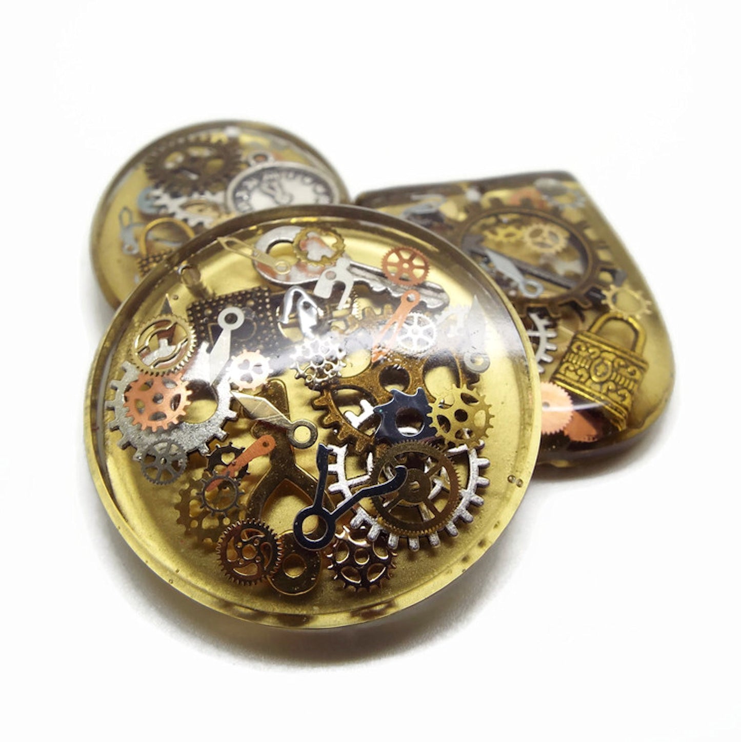 Handcrafted Resin Steampunk Pendants, Pack of 3