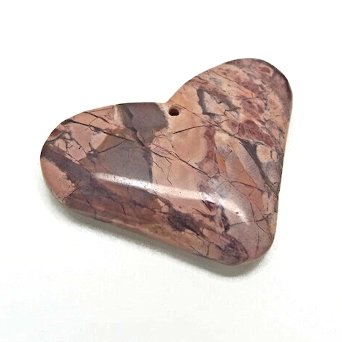Pink Agate Heart Pendant, 42x36mm, Gemstone Jewellery Making Stone