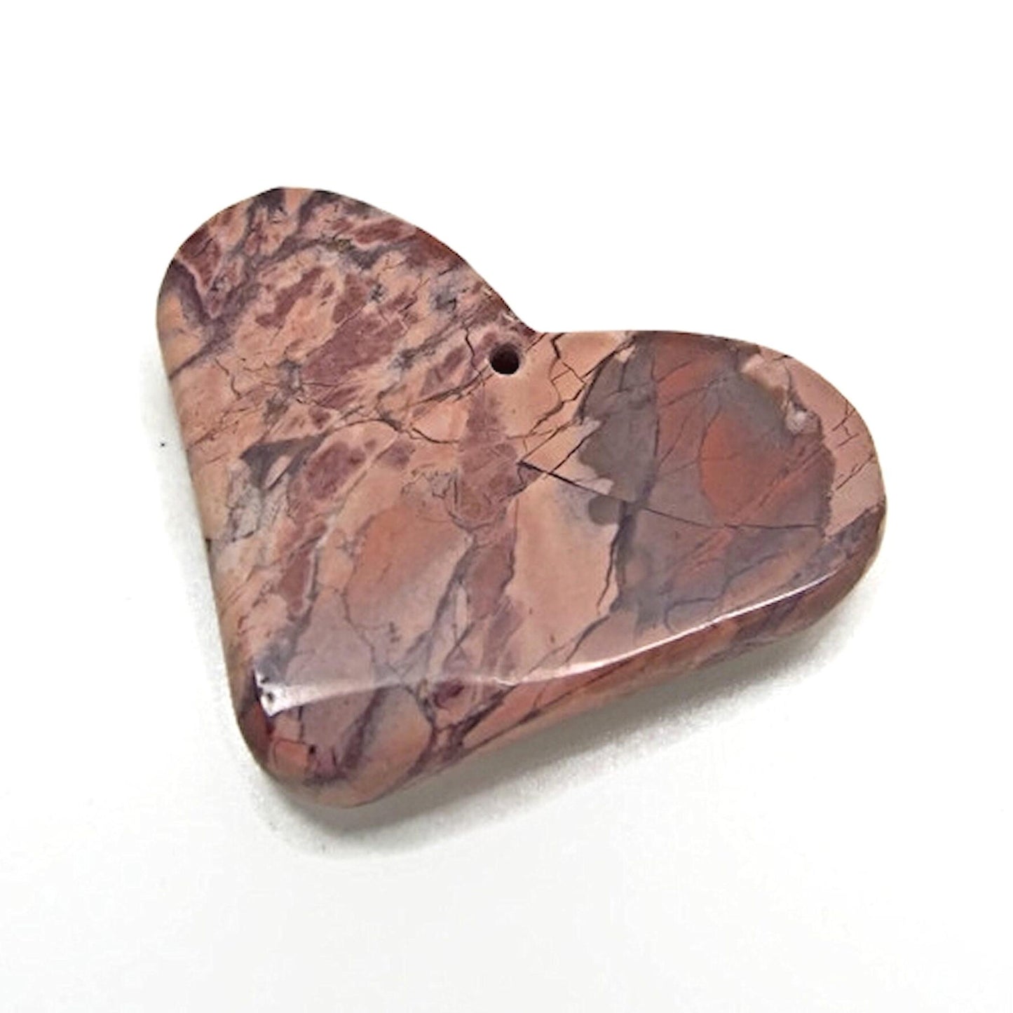 Pink Agate Heart Pendant, 42x36mm, Gemstone Jewellery Making Stone
