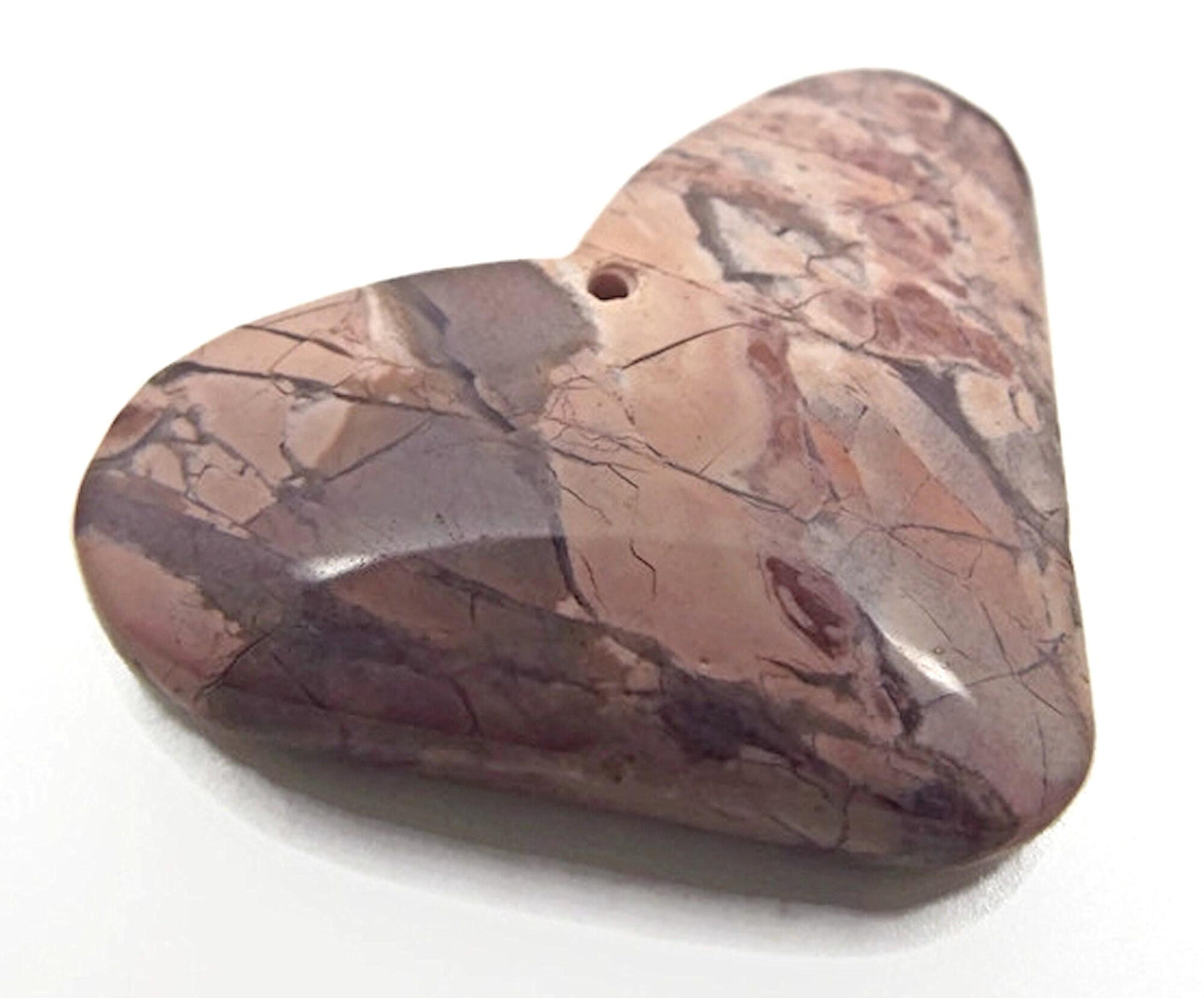 Pink Agate Heart Pendant, 42x36mm, Gemstone Jewellery Making Stone