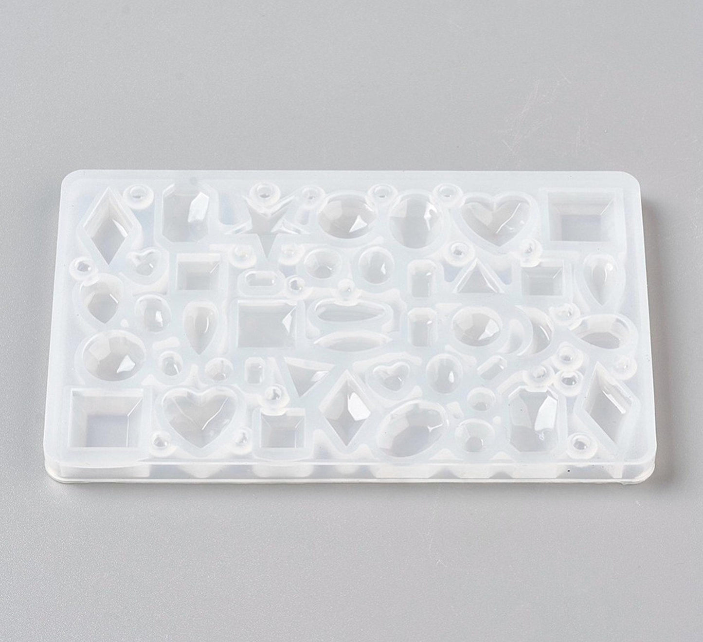 Mini Gems Mould in Pink or Clear, 113x71x7mm, 40 Moulds in 1, Craft Supplies