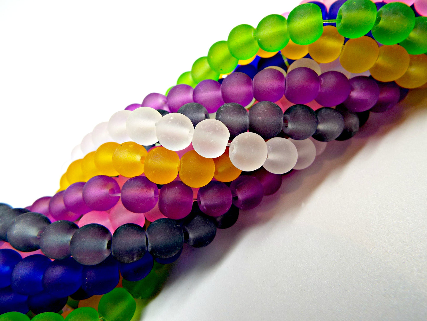 FROSTED GLASS BEADS, 6mm Transparent Jewellery Beads, 135 Bead Strand