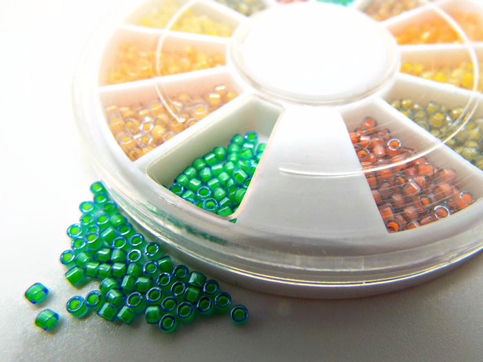 MIYUKI AUTUMN SEED BEAD WHEEL 12 Colours of Size 11/0 Miyuki Delica Beads. 2400 Seed Beads