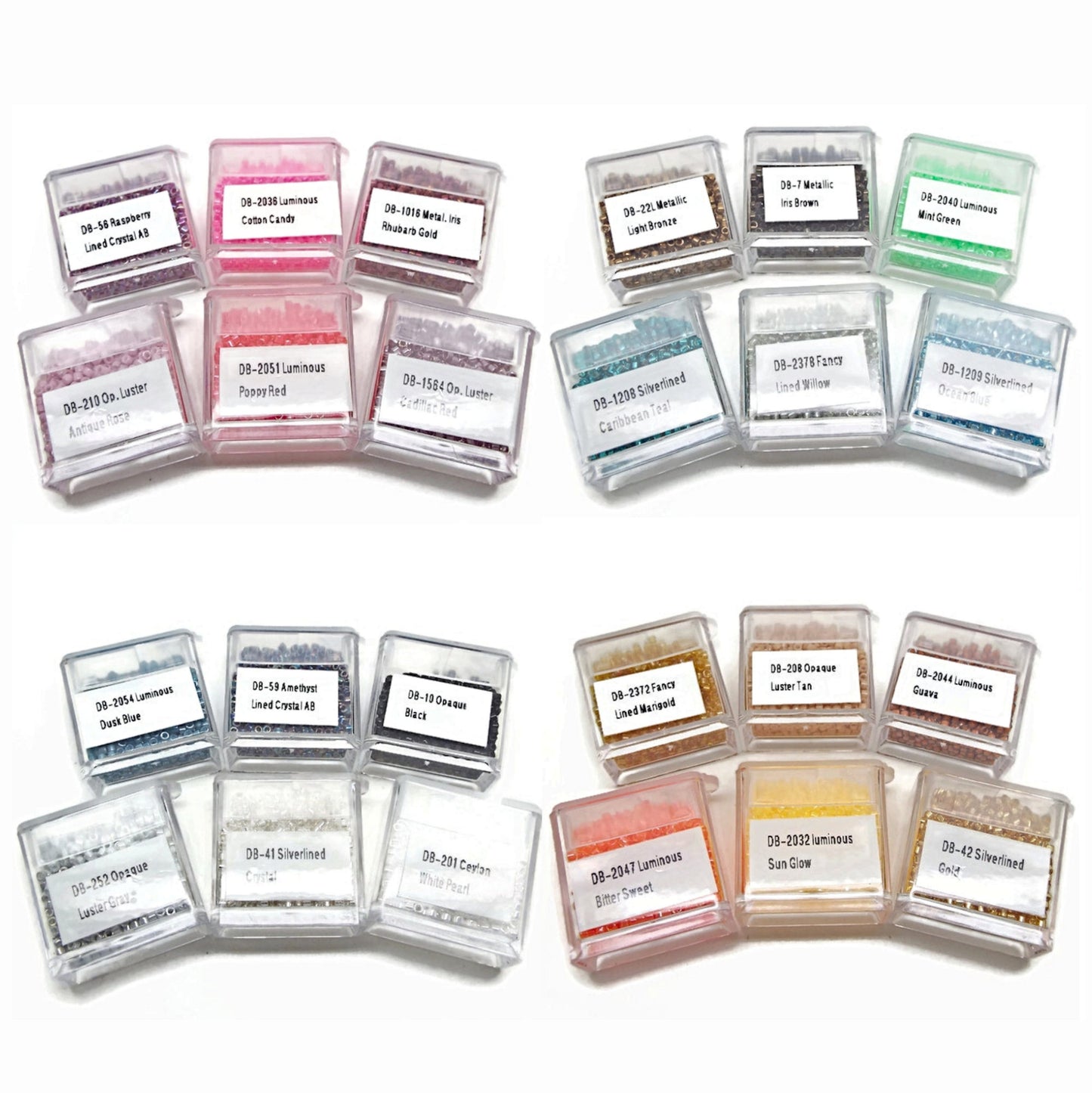 120g Delica Beads in 24 Colours in Flip Top Bead Tubs with Box and Free Miyuki Needle Pack