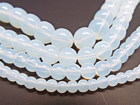 ROUND OPALITE BEADS 4mm, 6mm, 8mm or 10mm Transparent White Stone