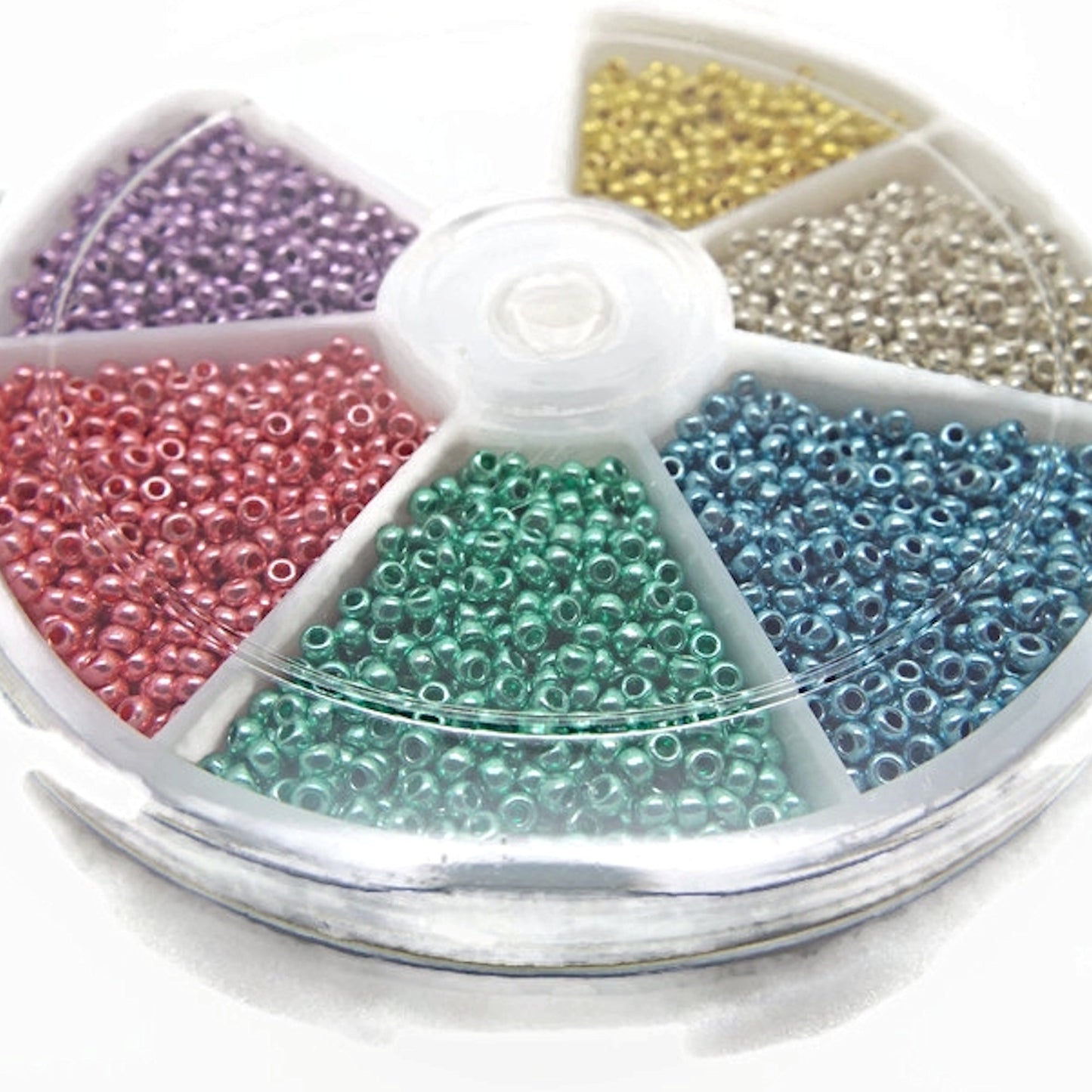 Preciosa Metallic Seed Bead Wheel, Size 11/0, 620 Beads in Each Section