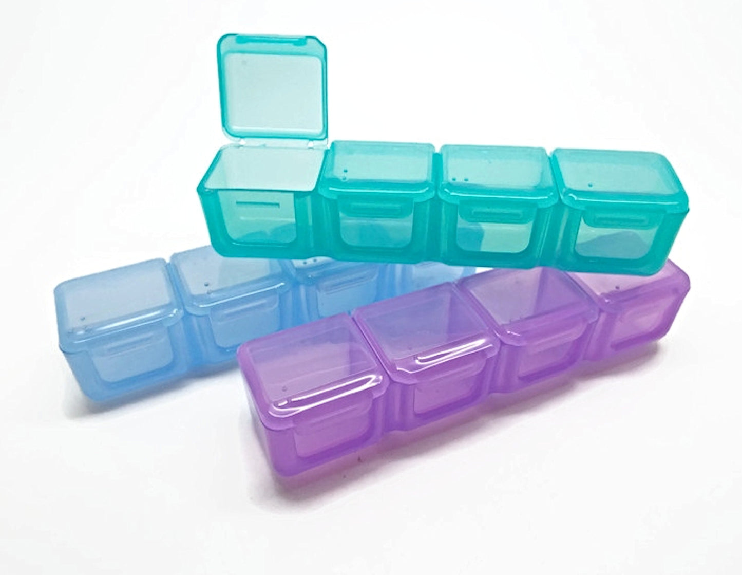 56 Section Seed Bead Storage Box in Rainbow Colours with Clear Outer Case 21x17.5cm
