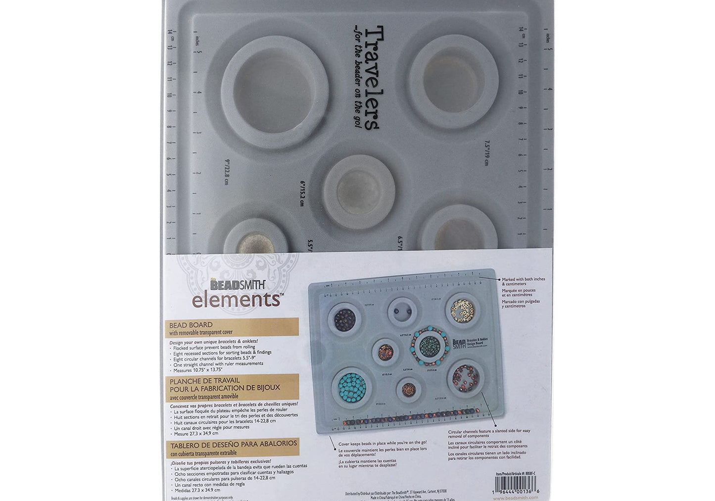 BRACELET BEAD BOARD with Lid and 8 Circular Channels for 5.5-9in Bracelets