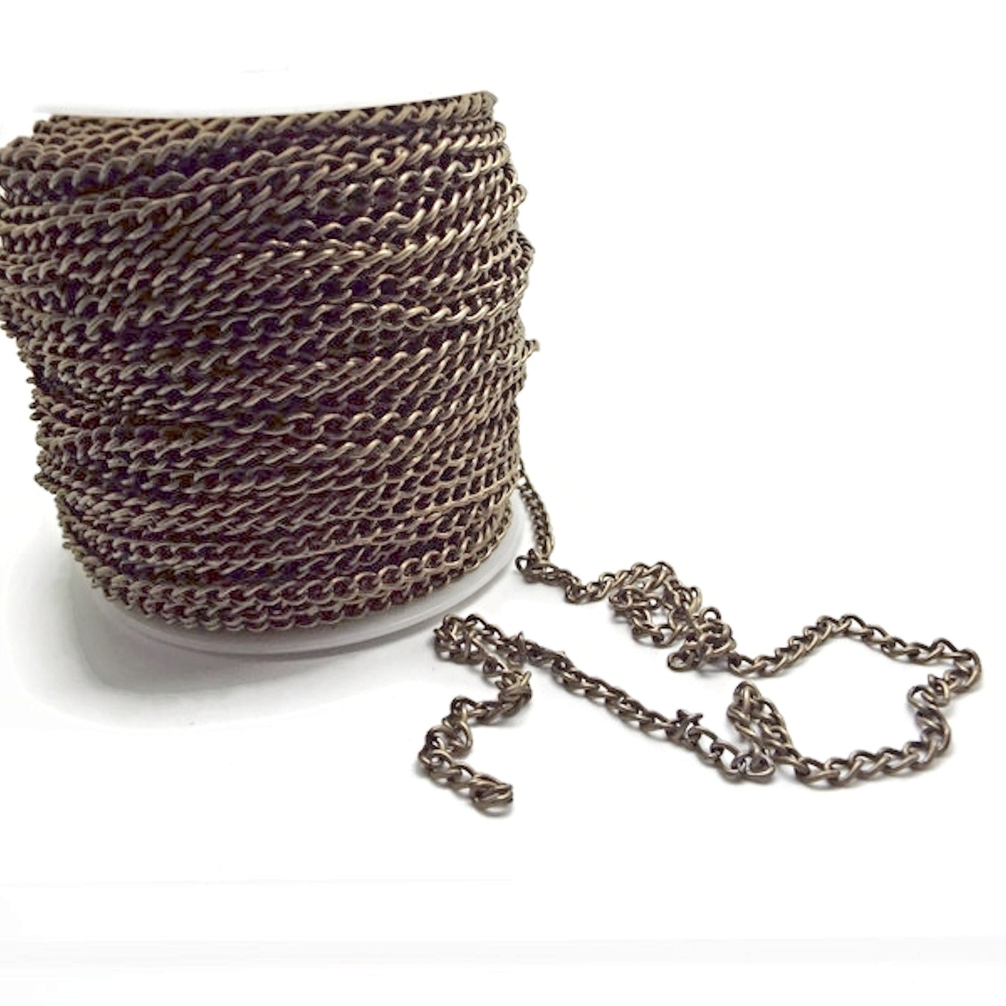 5M Antique Bronze Tone Iron Curb Chain, 6x4x1mm Link, Metal Findings for Jewellery Crafting