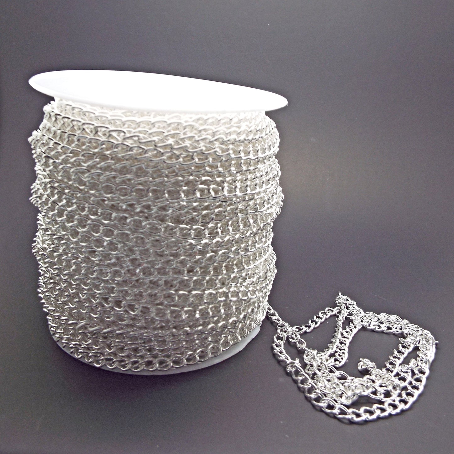 5M Silver Tone Iron Curb Chain, 6x4x1mm Link, Metal Findings for Jewellery Crafting