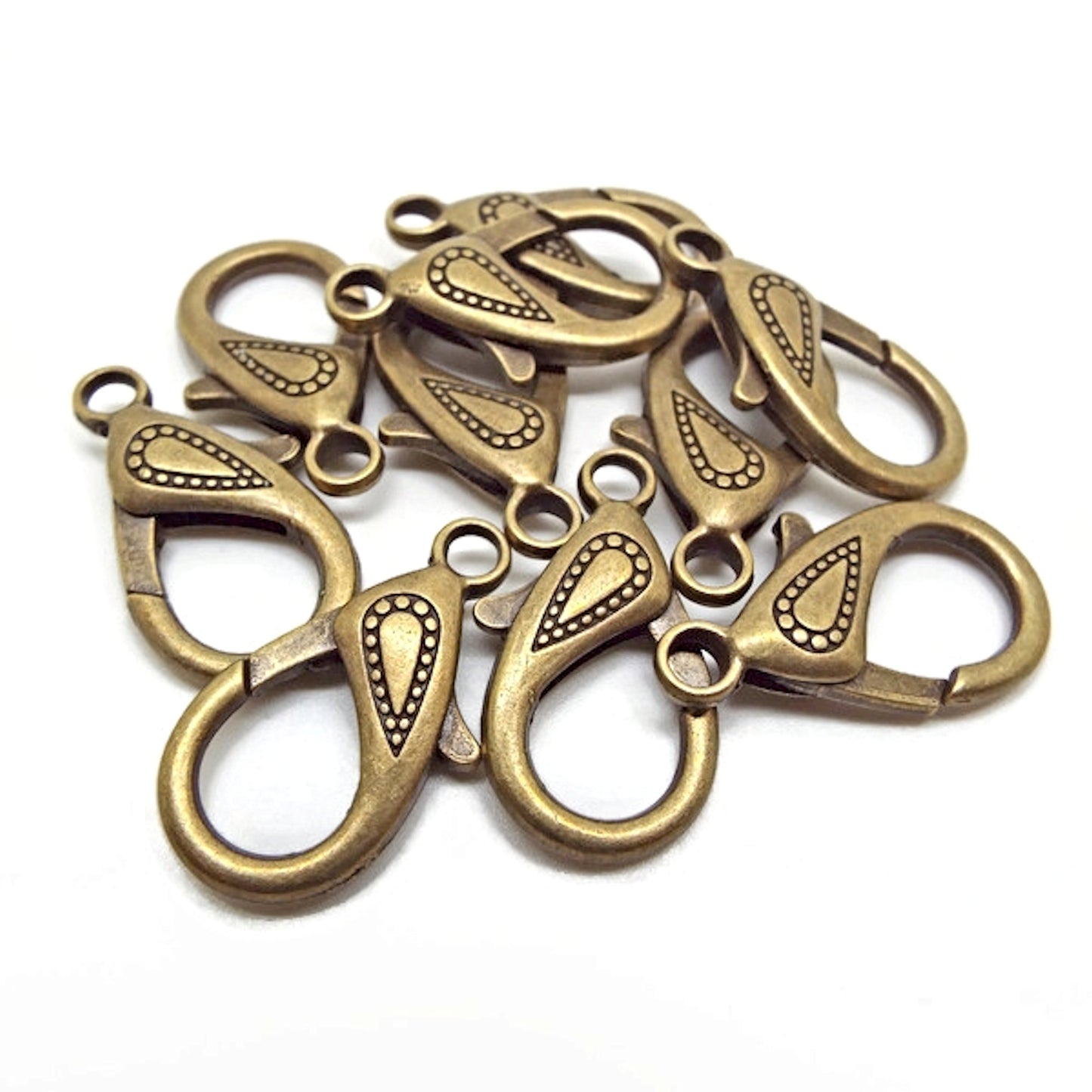 10 Bronze Tone Large Lobster Clasps 30x17x6mm with Teardrop Design for Jewellery Making