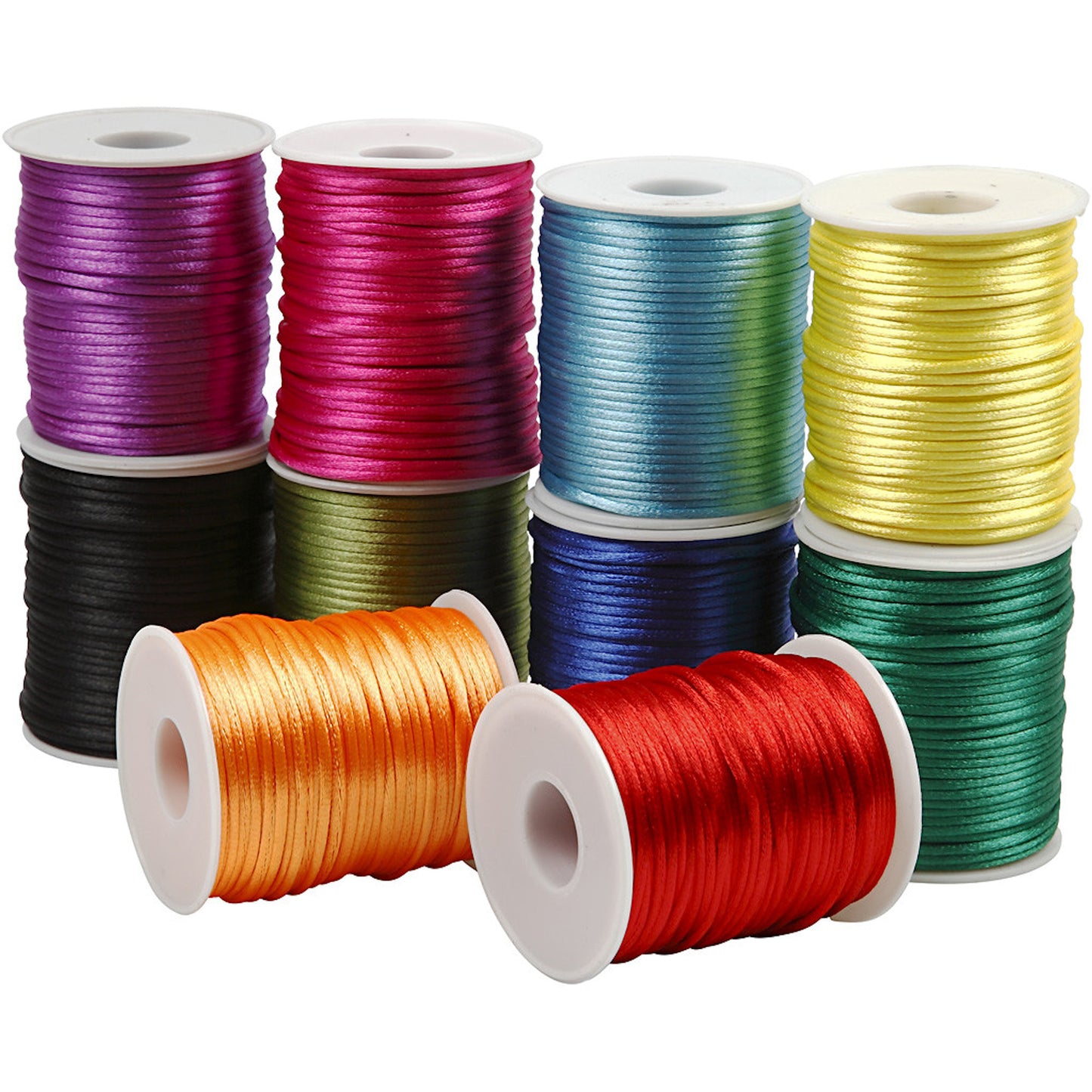 2MM SATIN CORD in Bold Colours. 5M Strand Available in 10 Colours for Beading and Macrame