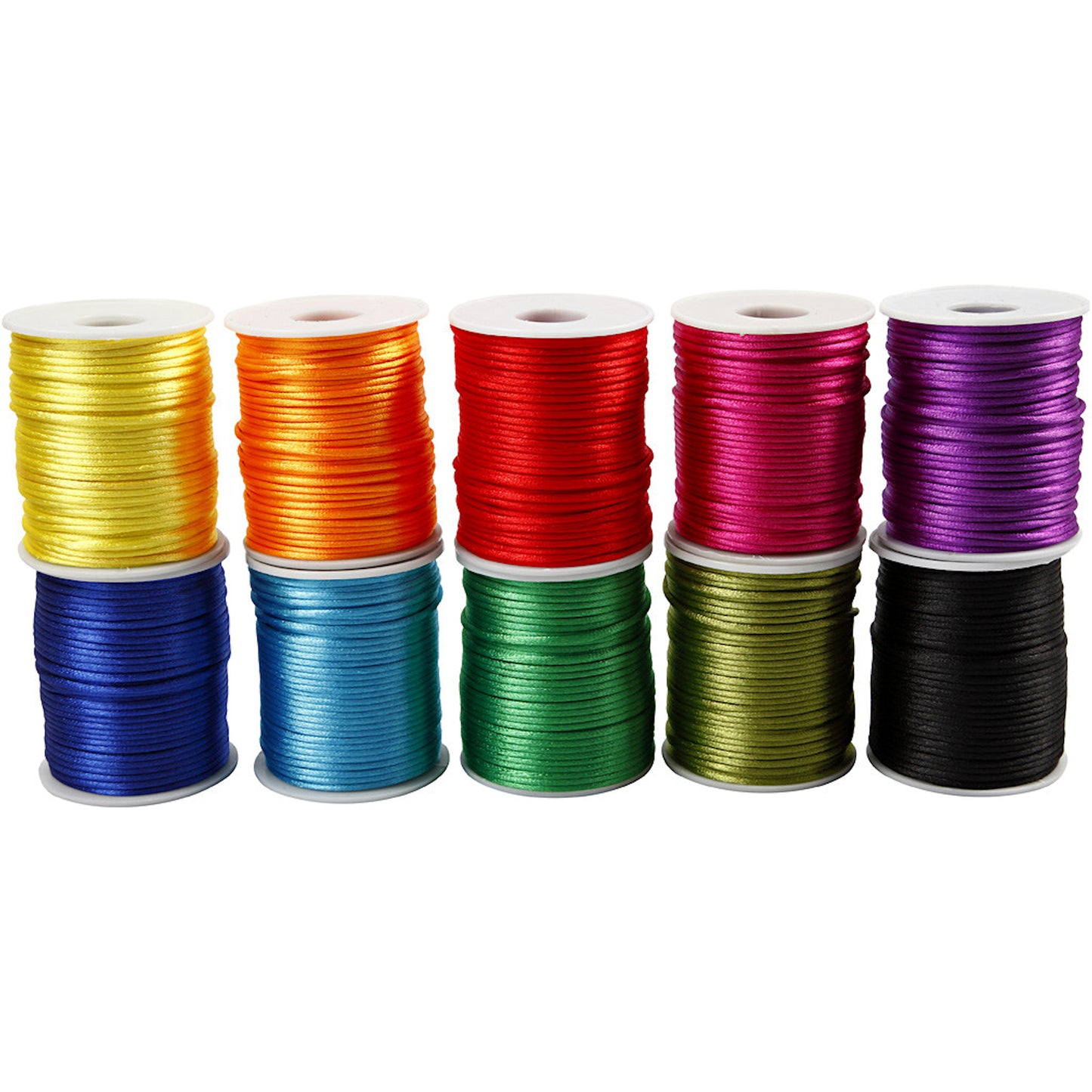 2MM SATIN CORD in Bold Colours. 5M Strand Available in 10 Colours for Beading and Macrame