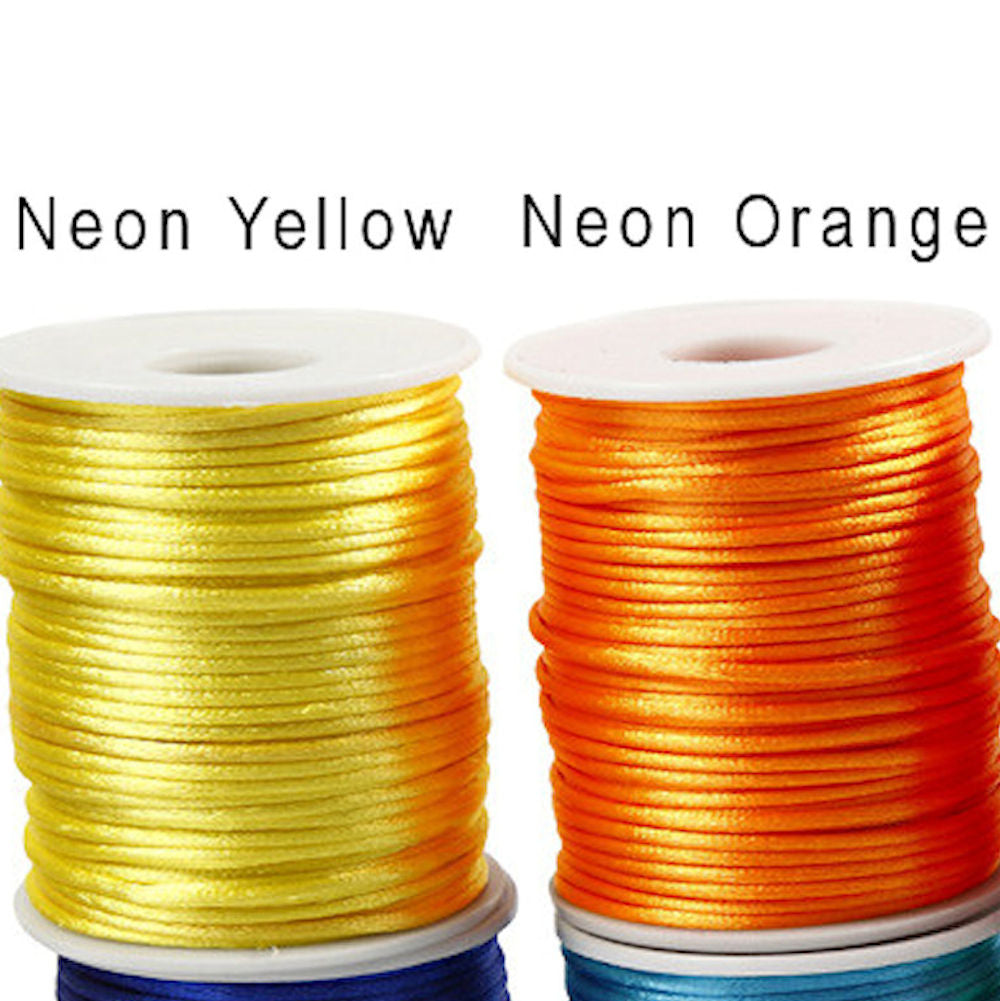 2MM SATIN CORD in Bold Colours. 5M Strand Available in 10 Colours for Beading and Macrame