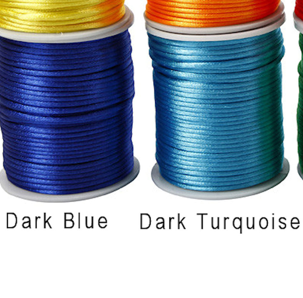 2MM SATIN CORD in Bold Colours. 5M Strand Available in 10 Colours for Beading and Macrame