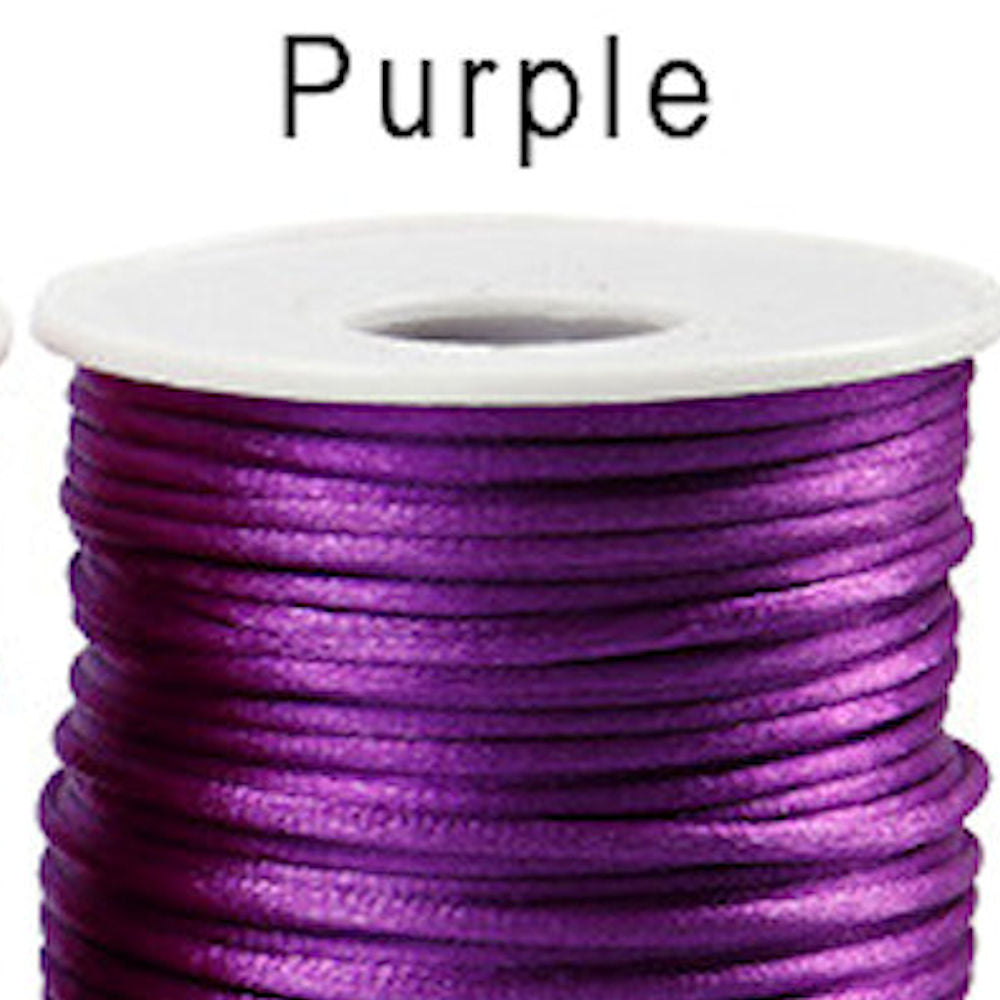 2MM SATIN CORD in Bold Colours. 5M Strand Available in 10 Colours for Beading and Macrame