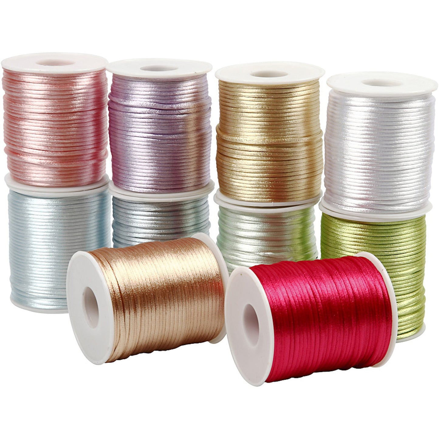 2MM SATIN CORD in Pastel Colours. 5M Strand Available in 10 Colours for Jewellery Making