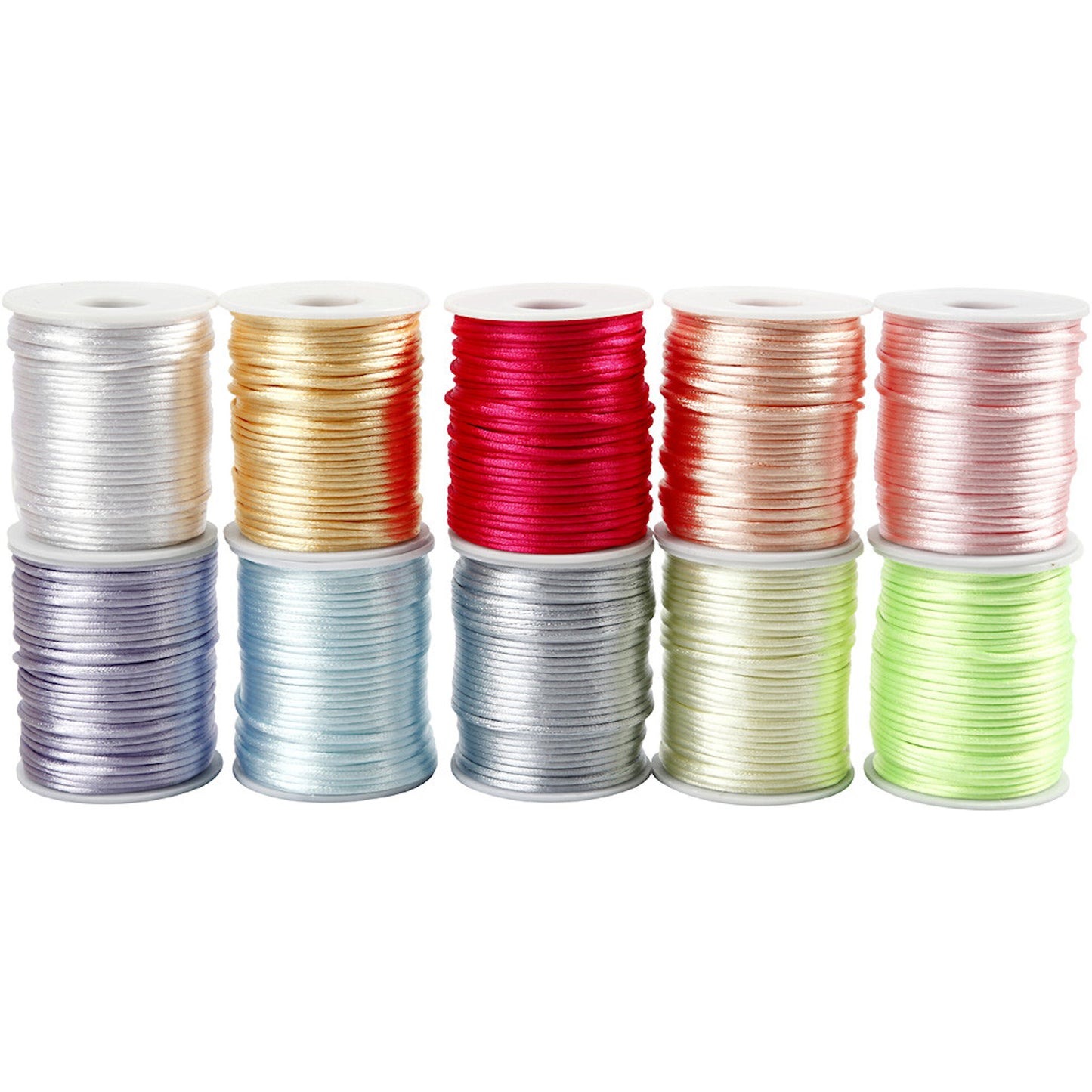 2MM SATIN CORD in Pastel Colours. 5M Strand Available in 10 Colours for Jewellery Making