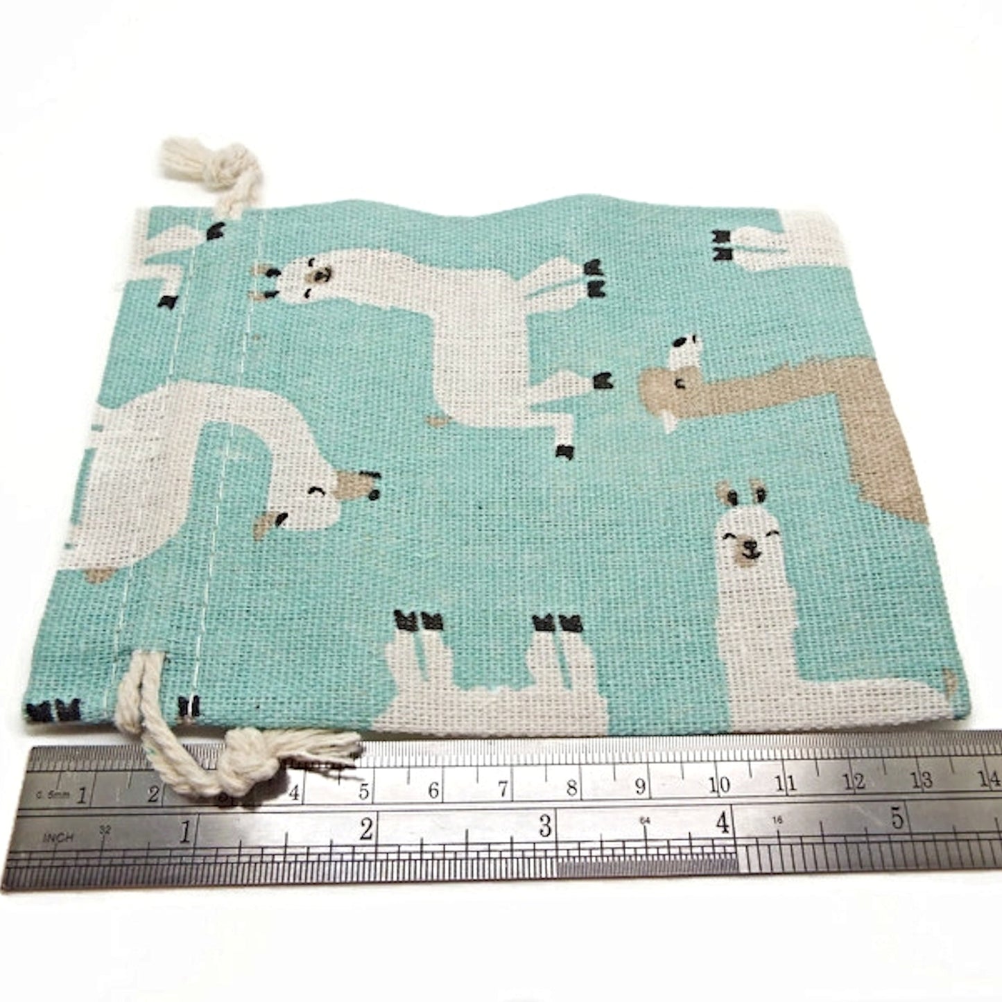 5 Alpaca Gift & Jewellery Bags, 14x10cm, Reusable Fabric Drawstring Pouches