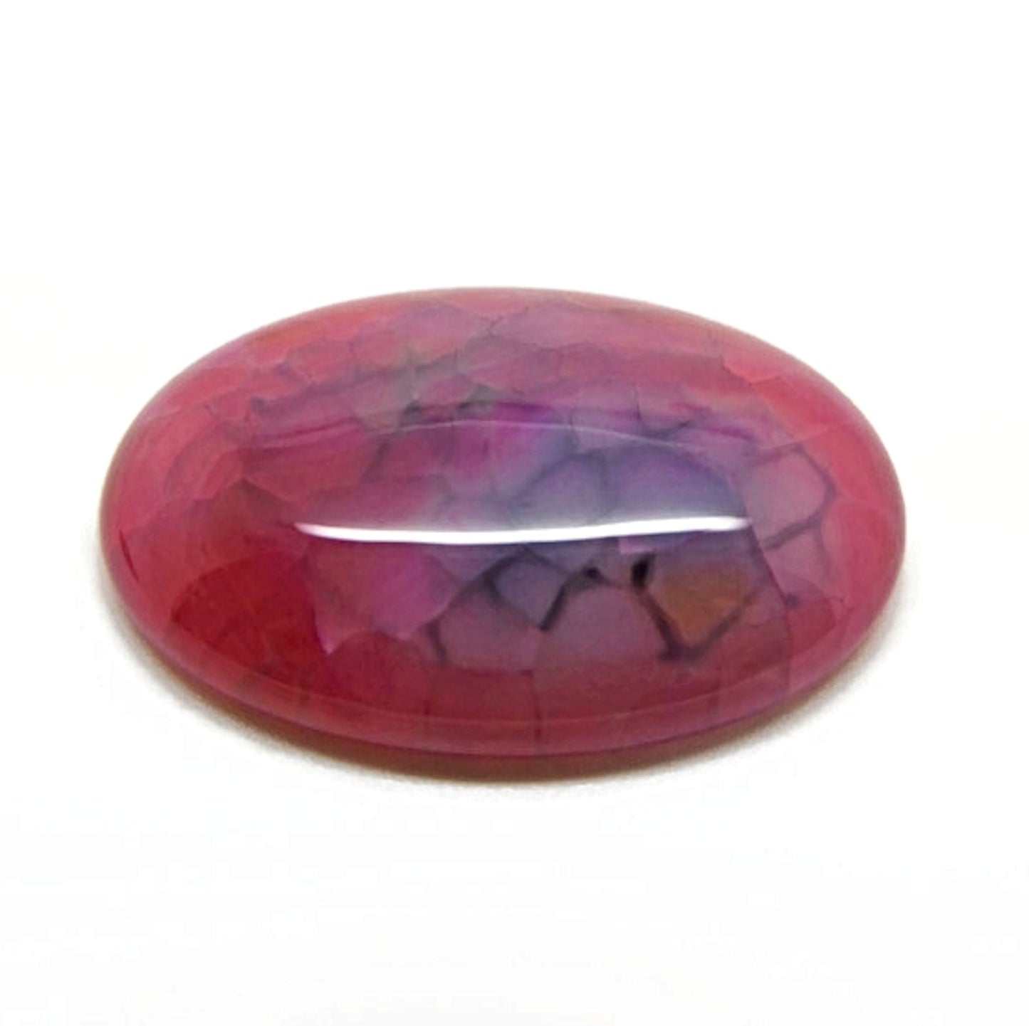 2x Deep Pink Agate Cabochons, 40mm Dragon Vein Agate for Jewellery Making