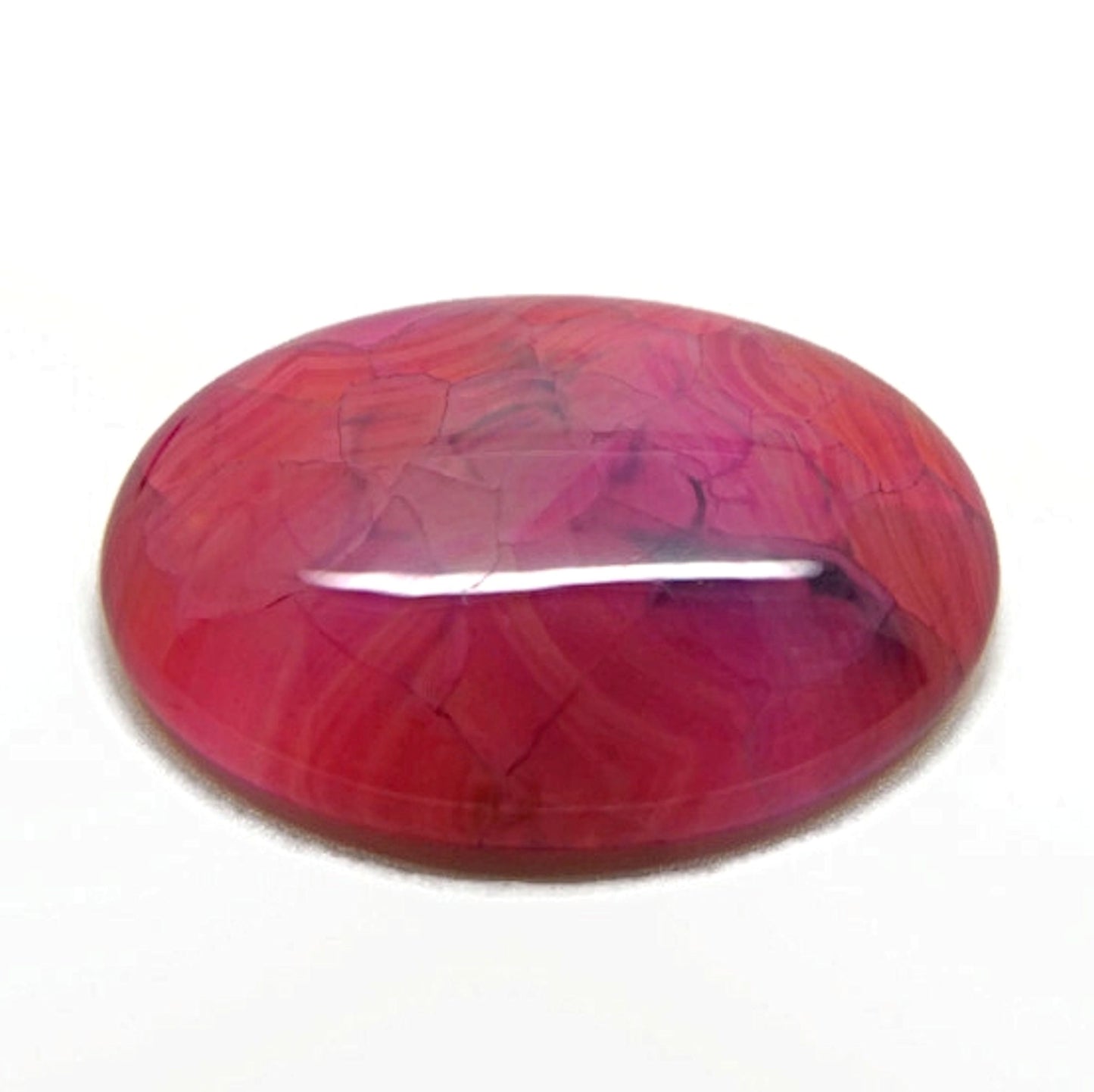 2x Deep Pink Agate Cabochons, 40mm Dragon Vein Agate for Jewellery Making