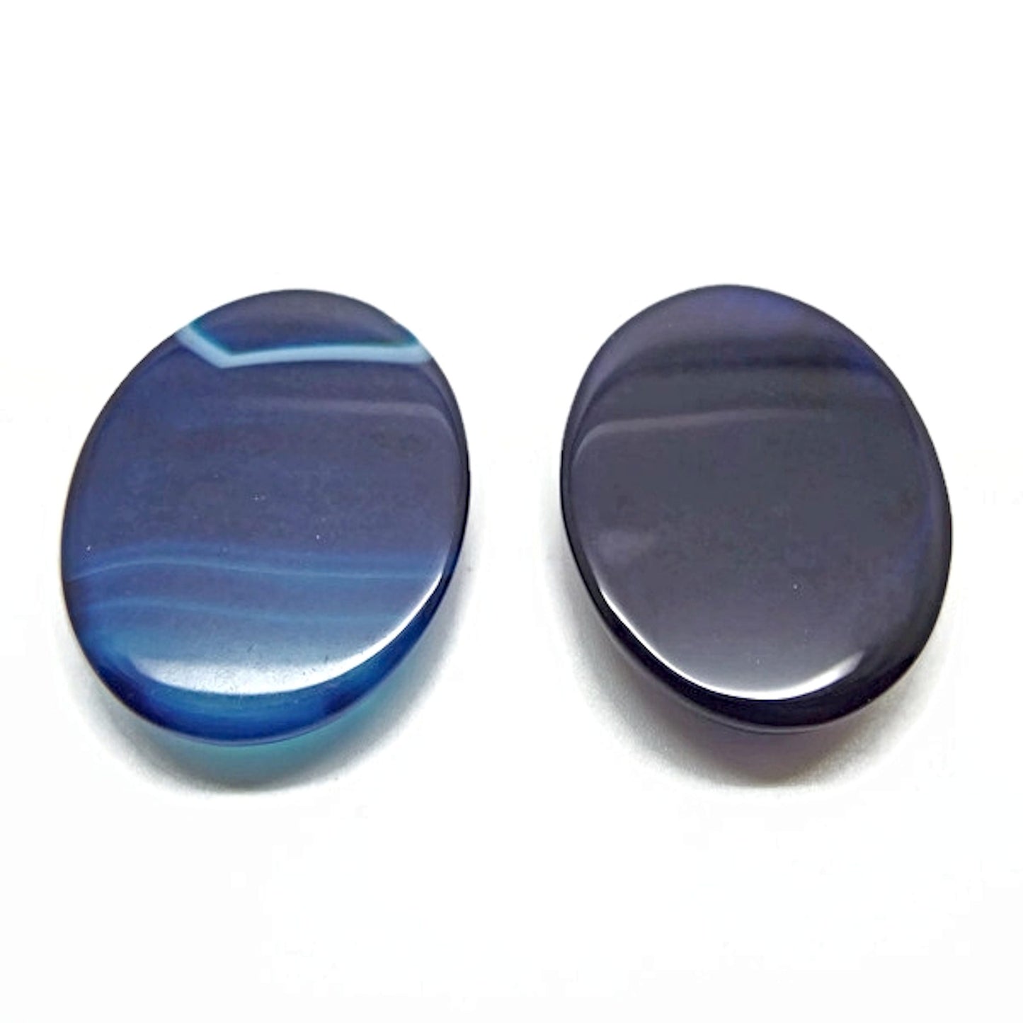 40x30mm Blue Agate Oval Cabochons, Flatback Wire Wrapping Stone