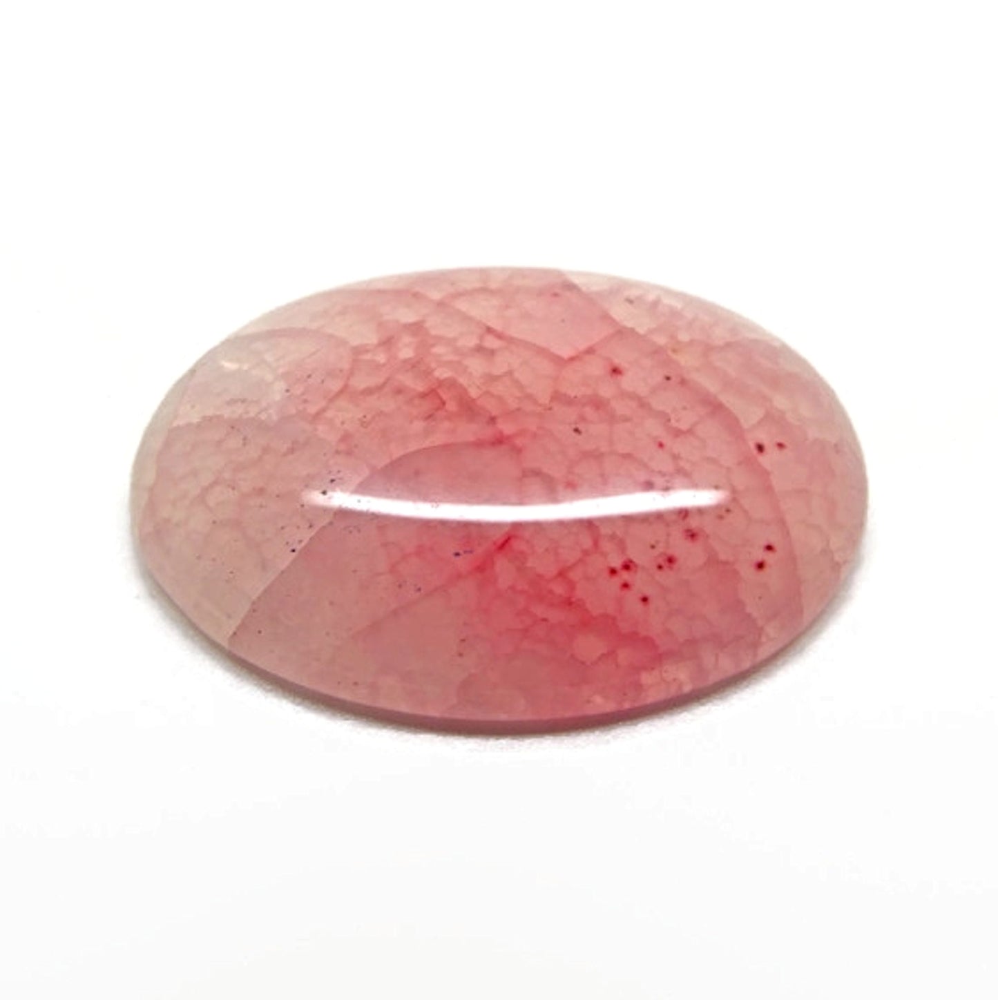2 Agate Cabochons, 40x30mm, Pink Peach Crackle Agate Jewellery Gemstones