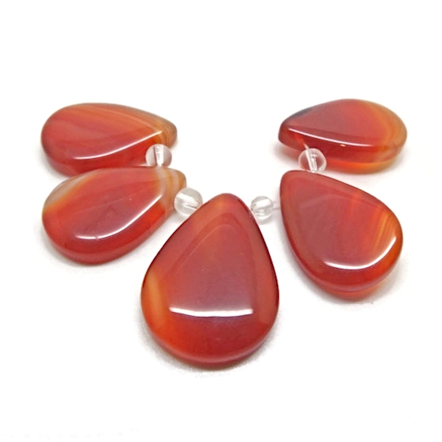 5x Orange Agate Teardrop Pendants for Gemstone Jewellery Making