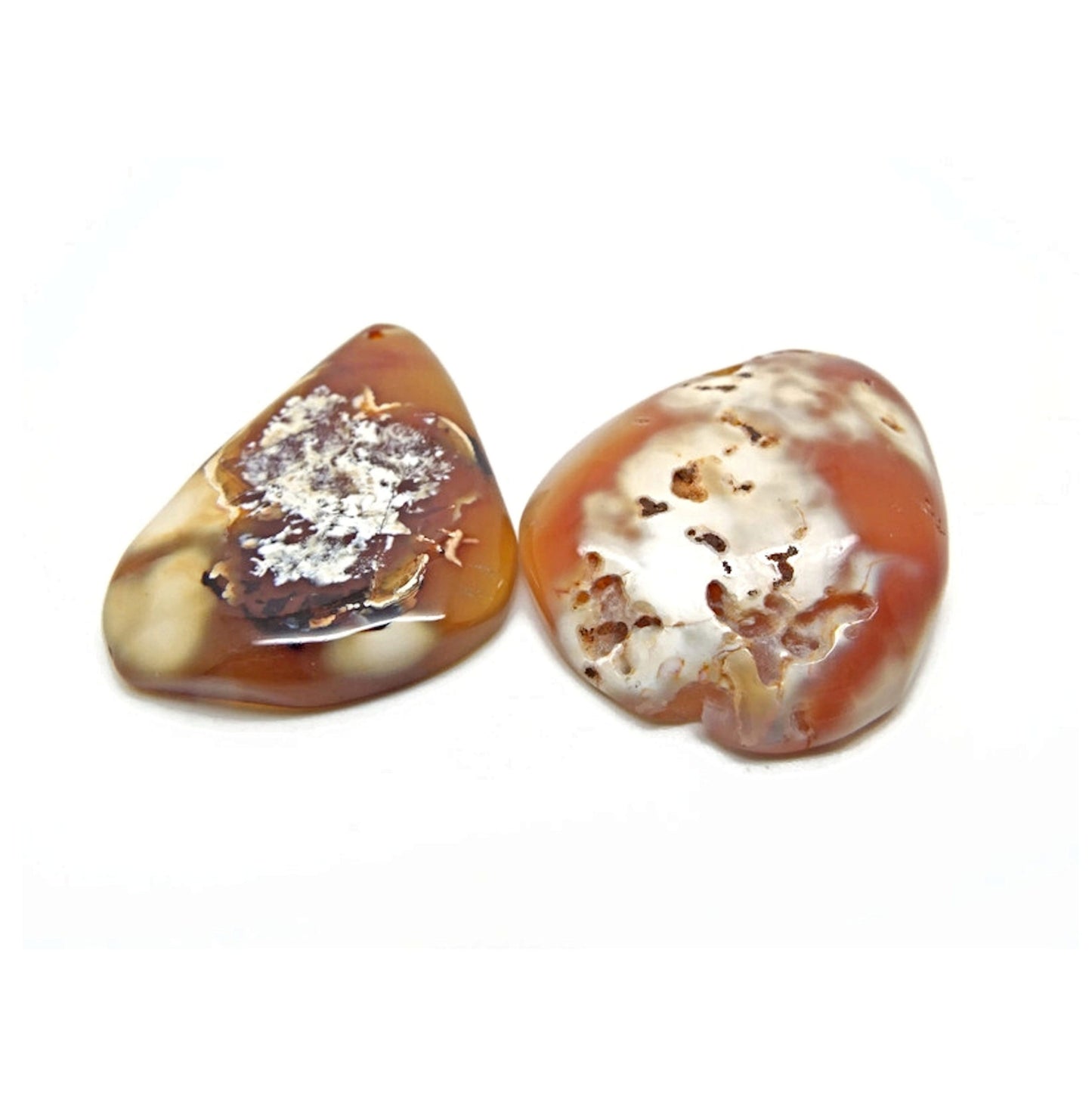 Natural Irregular Agate Pendants, Set of 2, 53mm Golden Brown Teardrop and Oval