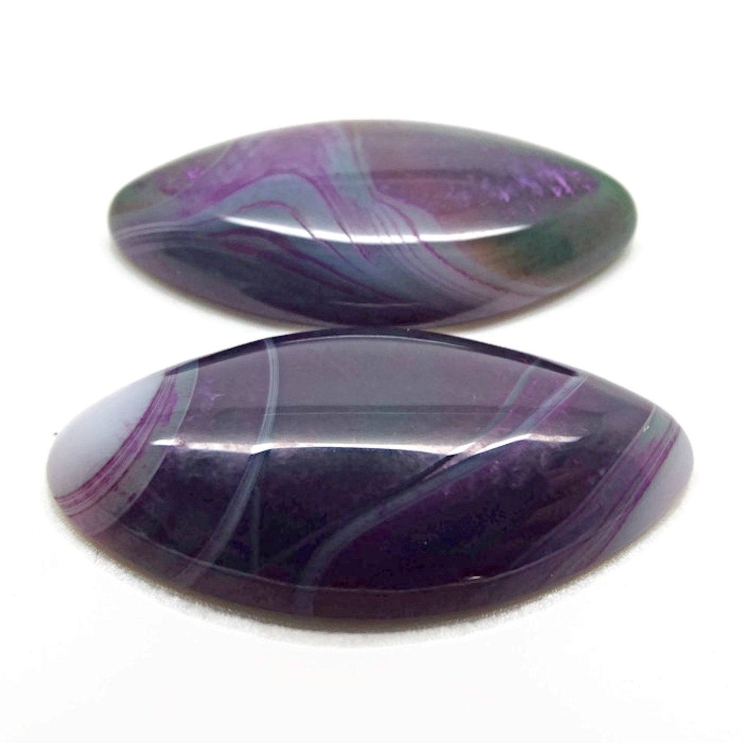 Agate Cabochons, 40x20x5mm, No Hole Jewellery Gemstone in Purple Blue Pink, Horse Eye Shaped Stone