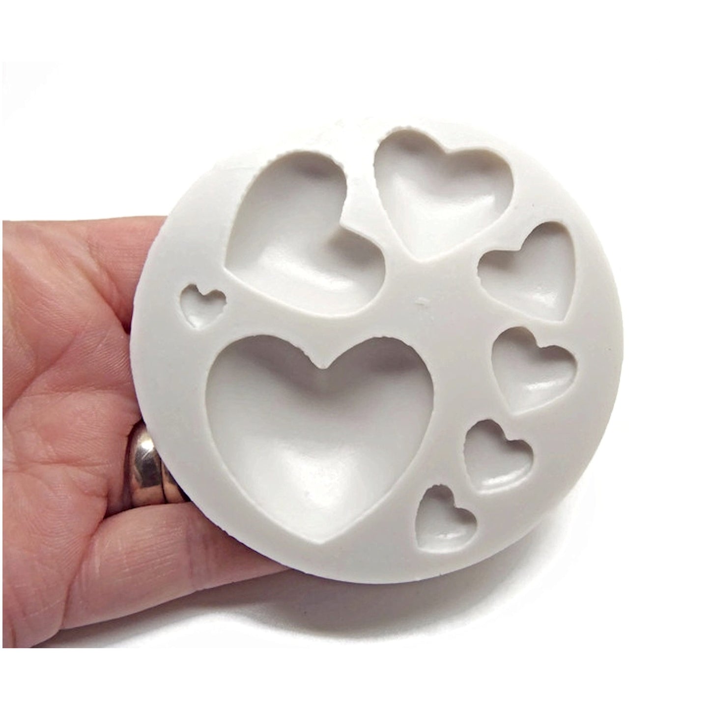 8 DOMED HEARTS Mould for Resin, Clay & Baking, 76x14mm, Jewellery Mould for Pendants and Cabs