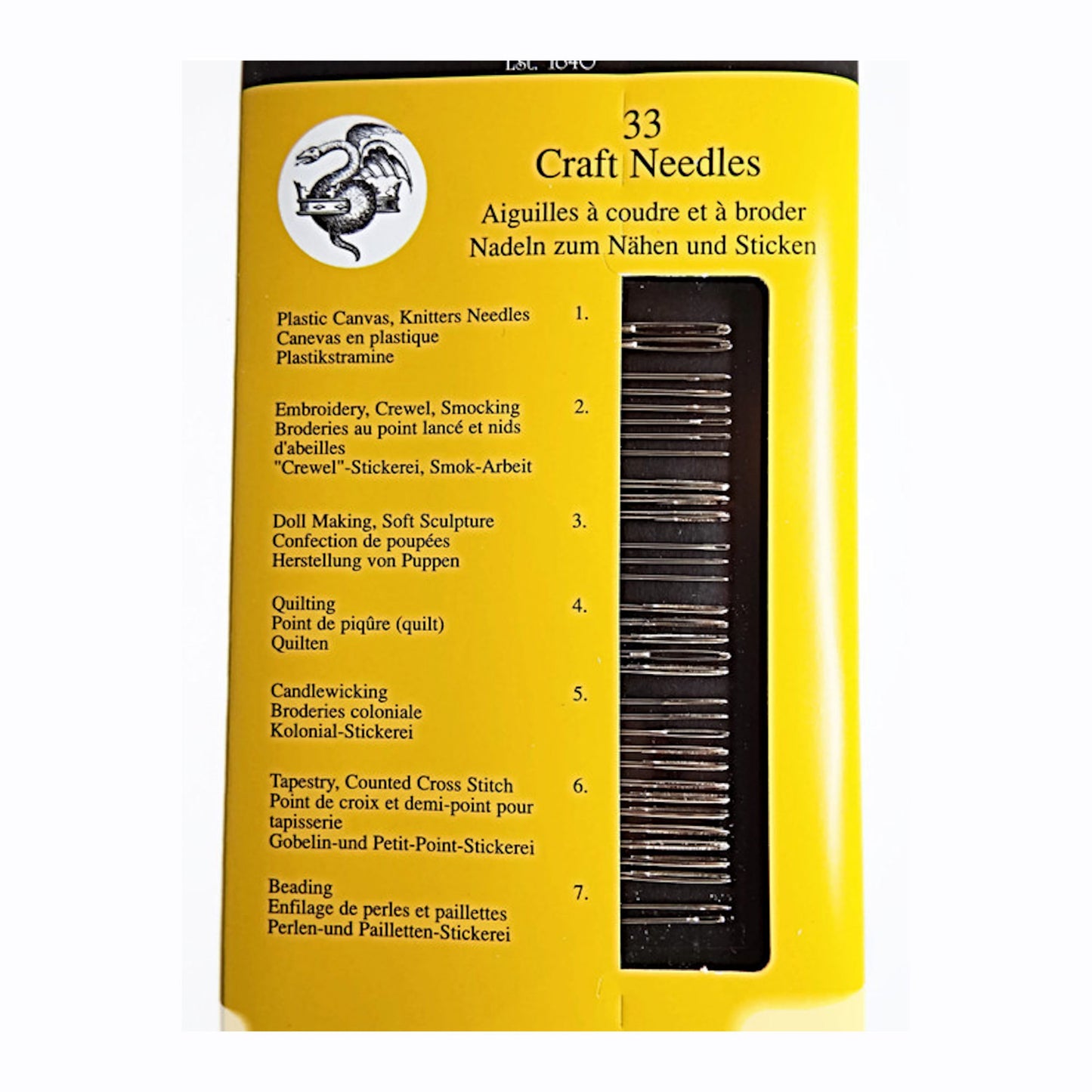 JOHN JAMES Mixed Needle Pack, 33 Beading, Tapestry, Quilting & Doll Making Needle Starter Pack