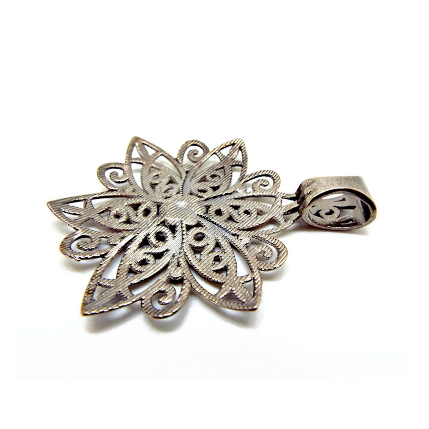 Metal Flower Pendants in Gunmetal Colour, 65mm Large Floral Poinsettia Jewellery Pendants, Pack of 5