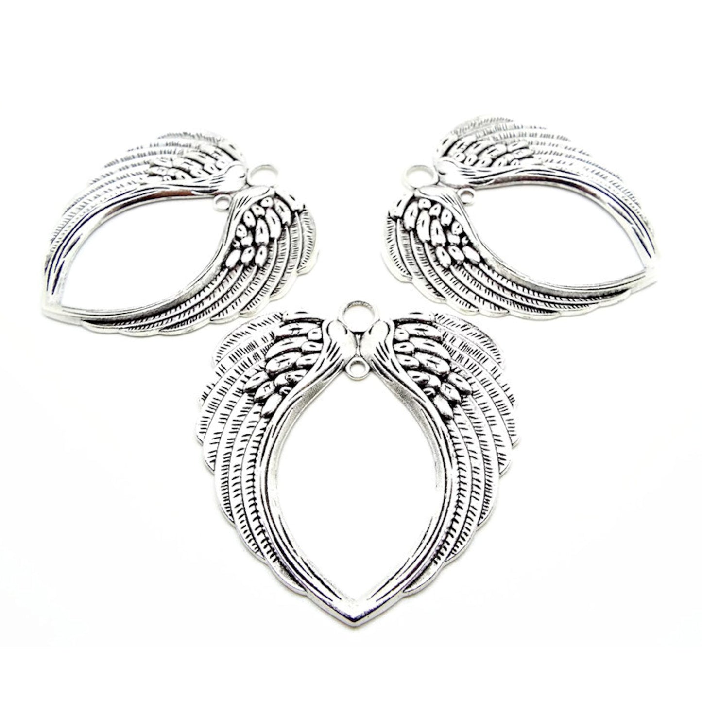 Large Wing Pendants, Angel Decoration, 69mm x 66mm, Antique Silver Style, Jewellery Making or Home Decor