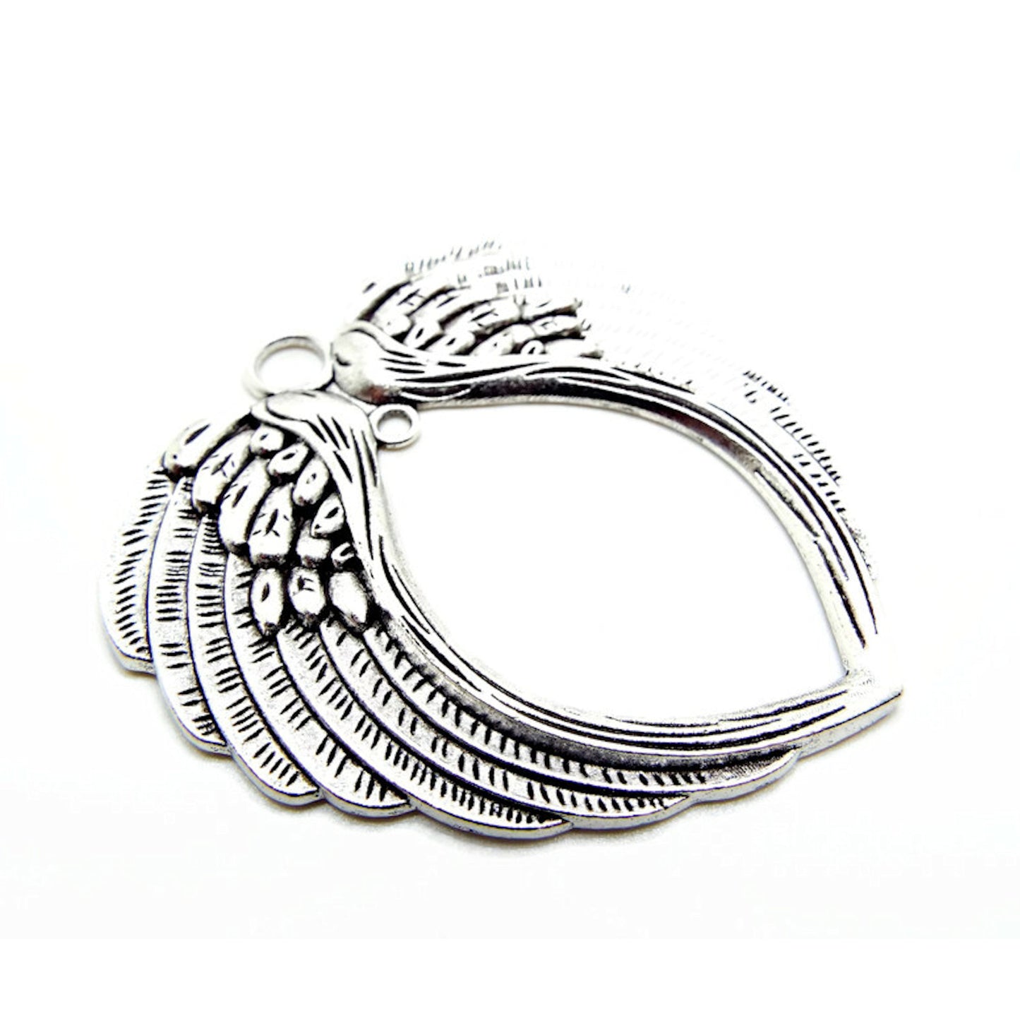 Large Wing Pendants, Angel Decoration, 69mm x 66mm, Antique Silver Style, Jewellery Making or Home Decor