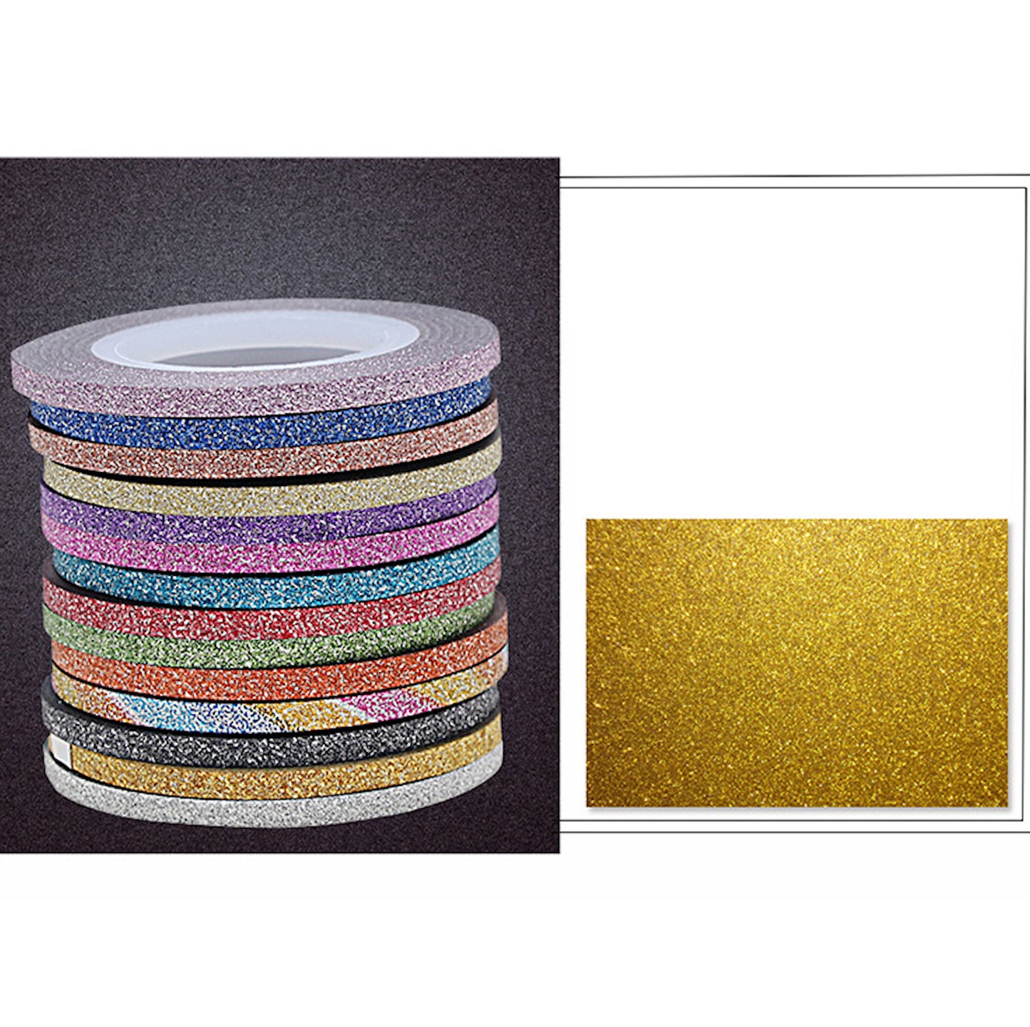 Nail Art Glitter Tape, Pack of 42x 1mm Wide Coils, Also Great for use in Moulds with Resin