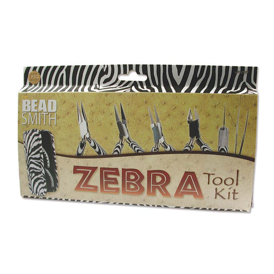 ZEBRA PLIER Tool Kit Including Case, Tweezer & Reamer, Flat Nose, Chain Nose, Round Nose & Side Cutter Plier