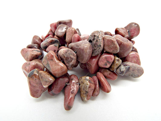 LARGE NATURAL Rhodonite Gemstone Chip Beads, 15in Strand, Pink Stone for Jewellery Making