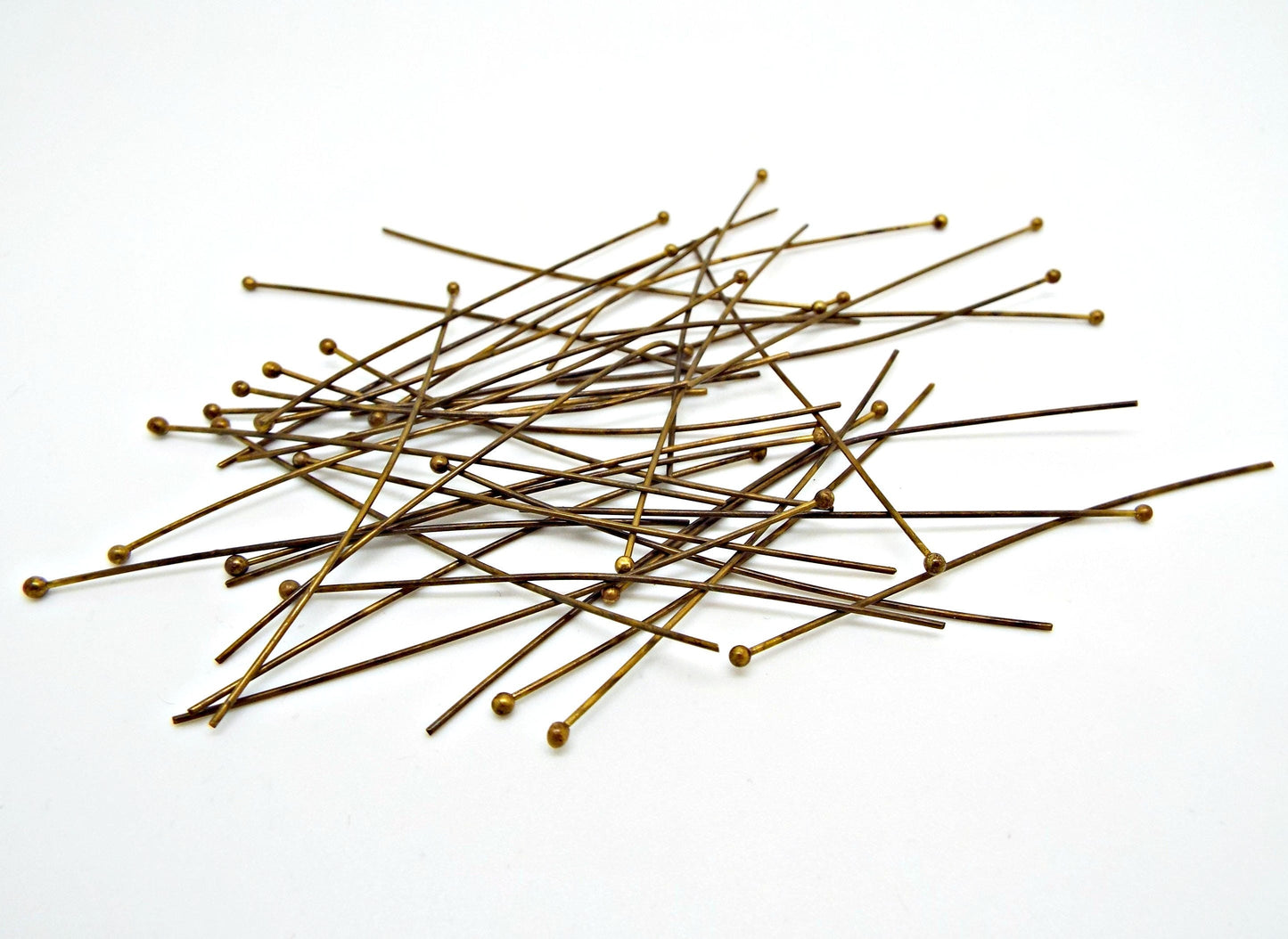 200 BRONZE TONE BRASS BALL HEADPINS, 60mm Antique Bronze Beading Supplies